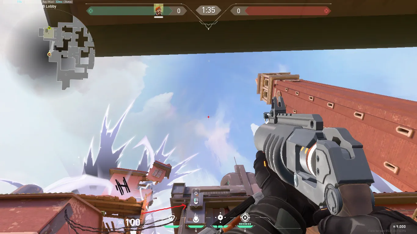 Brimstone Incendiary on Ascent Attack Site B — step 3 of 4: Aim — line up the shot