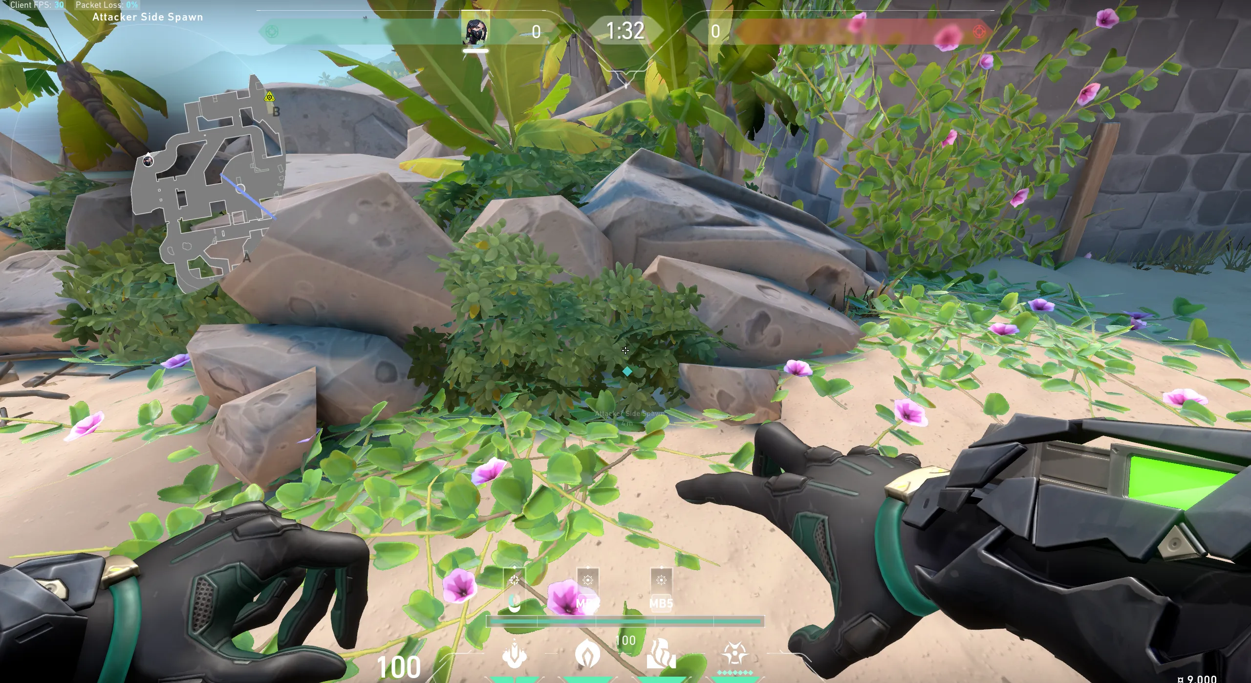 Breeze Post-plant B Default From Attacker Spawn — Viper lineup on Breeze