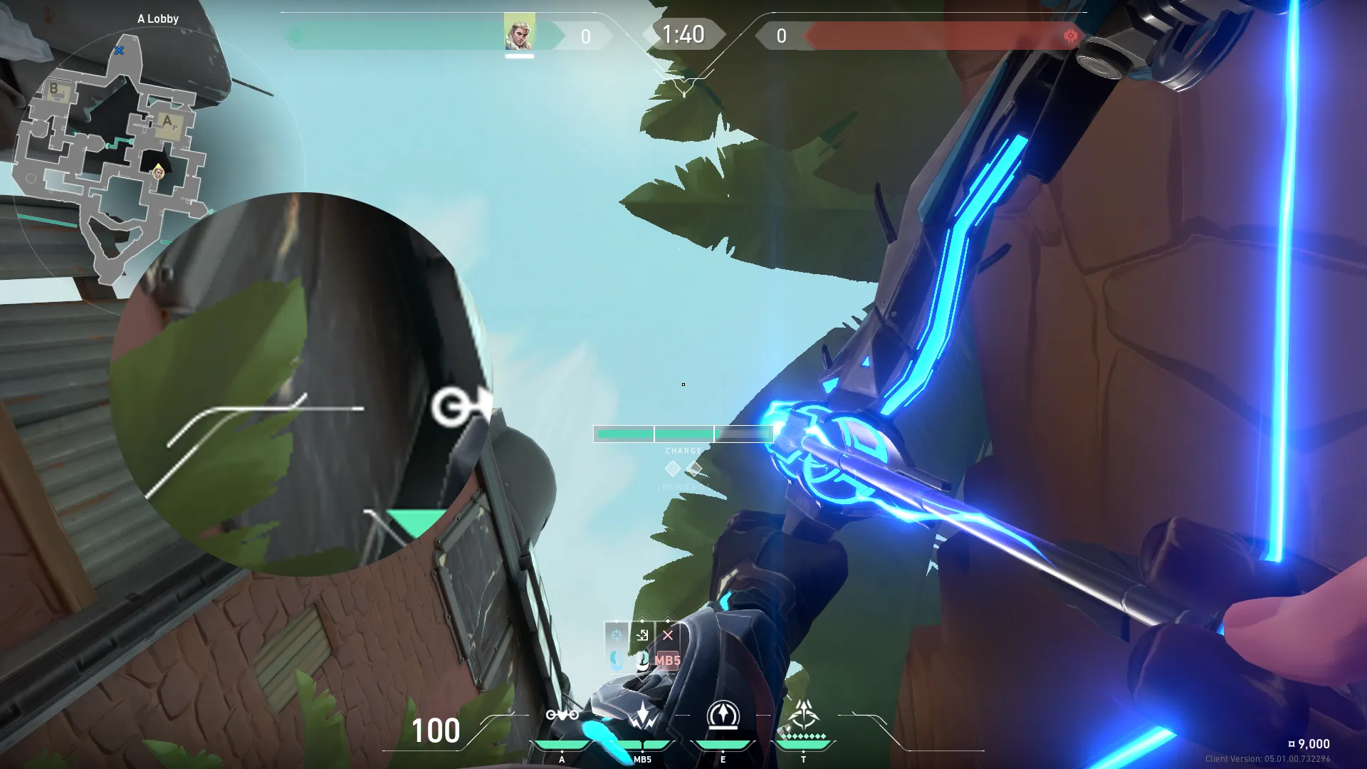 Sova Shock Bolt on Bind Attack Site A — step 2 of 4: Aim — line up the shot
