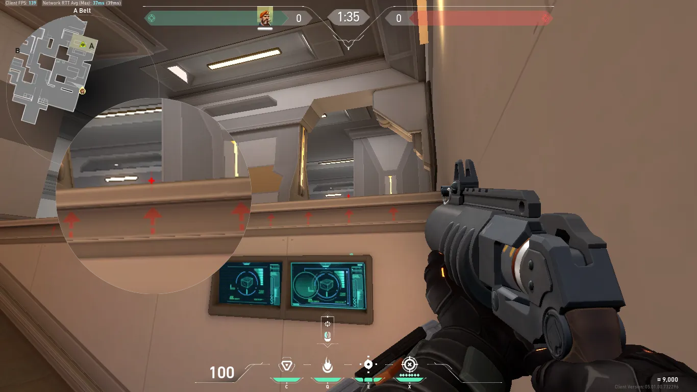 Brimstone Incendiary on Icebox Attack Site A — step 3 of 4: Aim — line up the shot