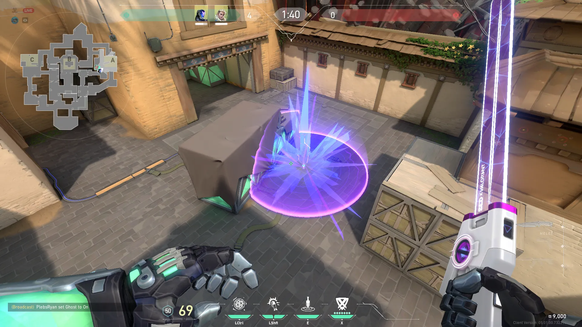 KAY/O Frag_Ment on Haven Attack Site A — step 3 of 4: Aim — line up the shot