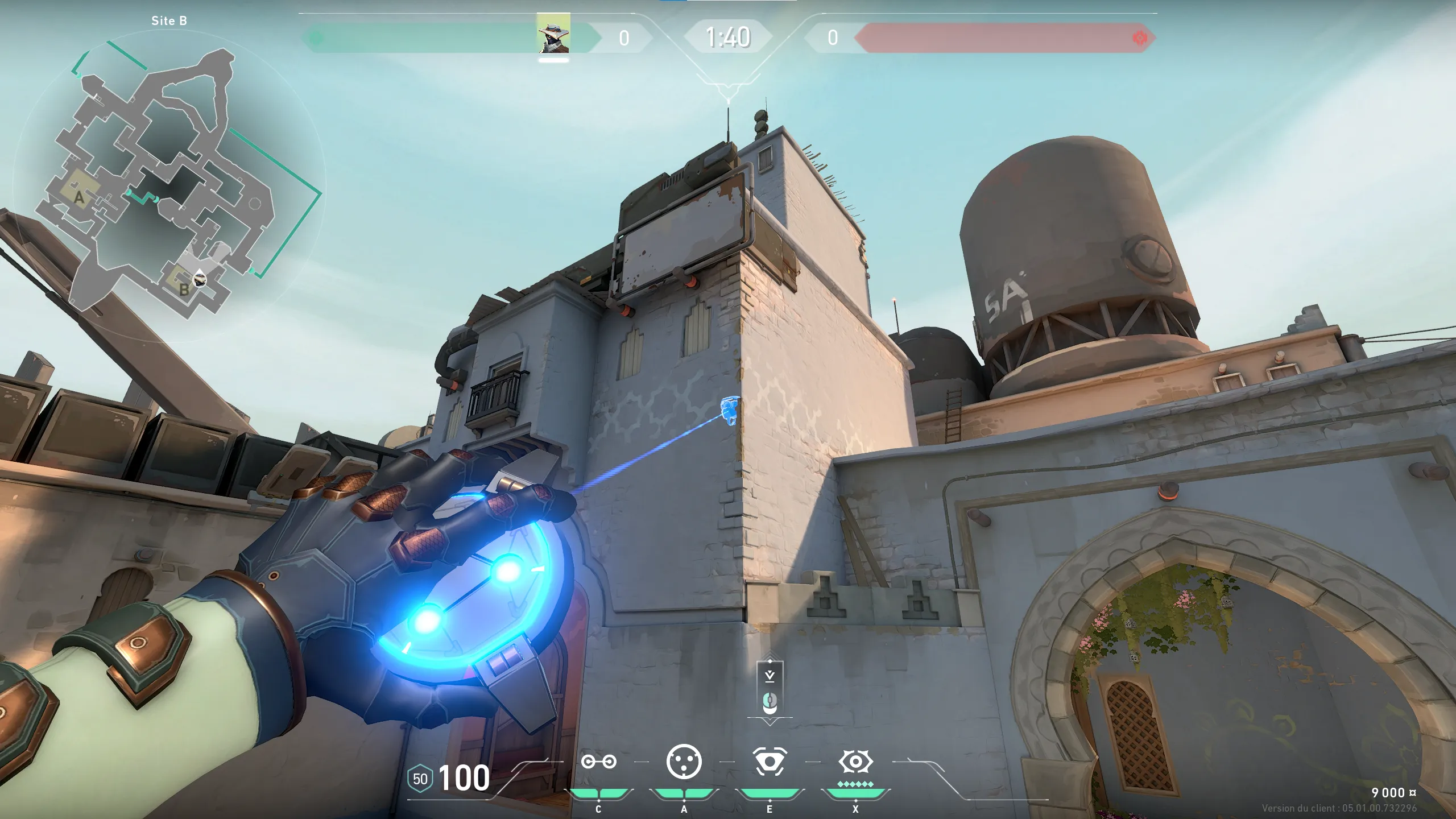 Cypher Spycam on Bind Defense Site B — step 2 of 4: Aim — line up the shot
