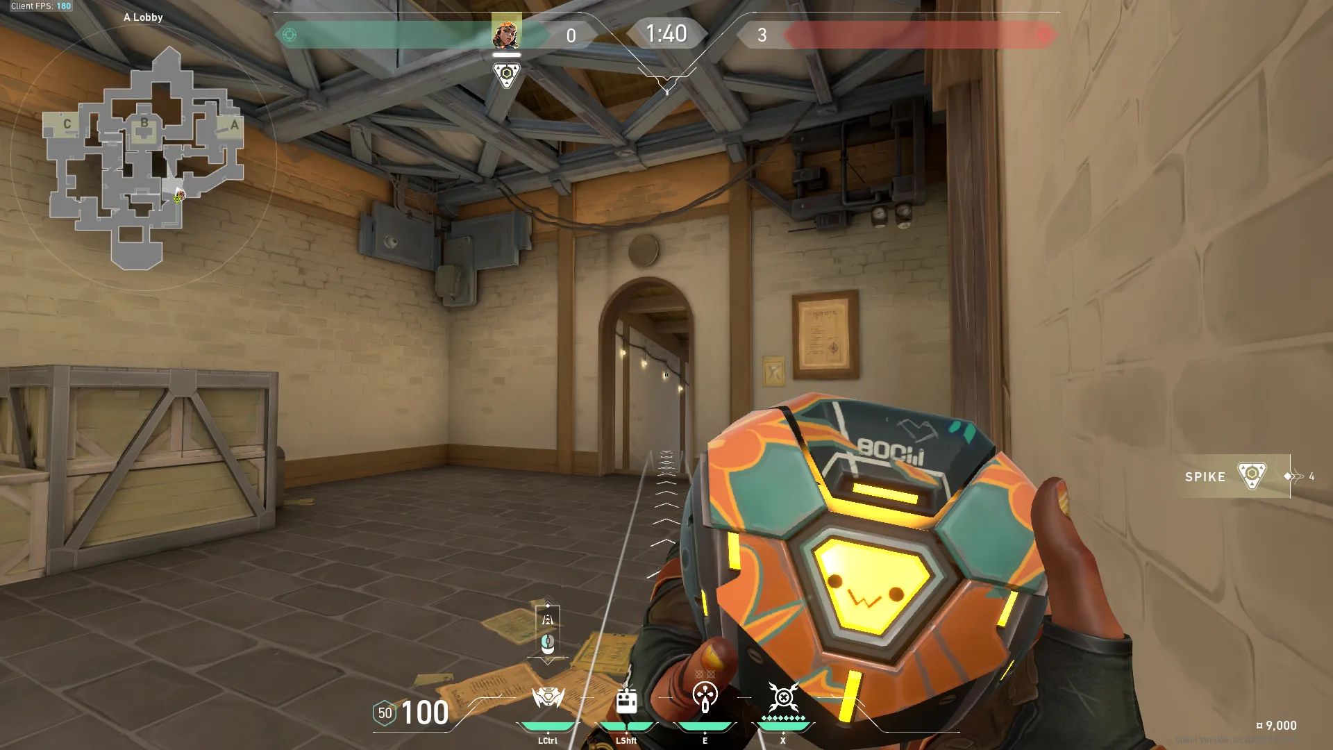 Raze Boom Bot on Haven Attack Site A — step 2 of 3: Aim — line up the shot