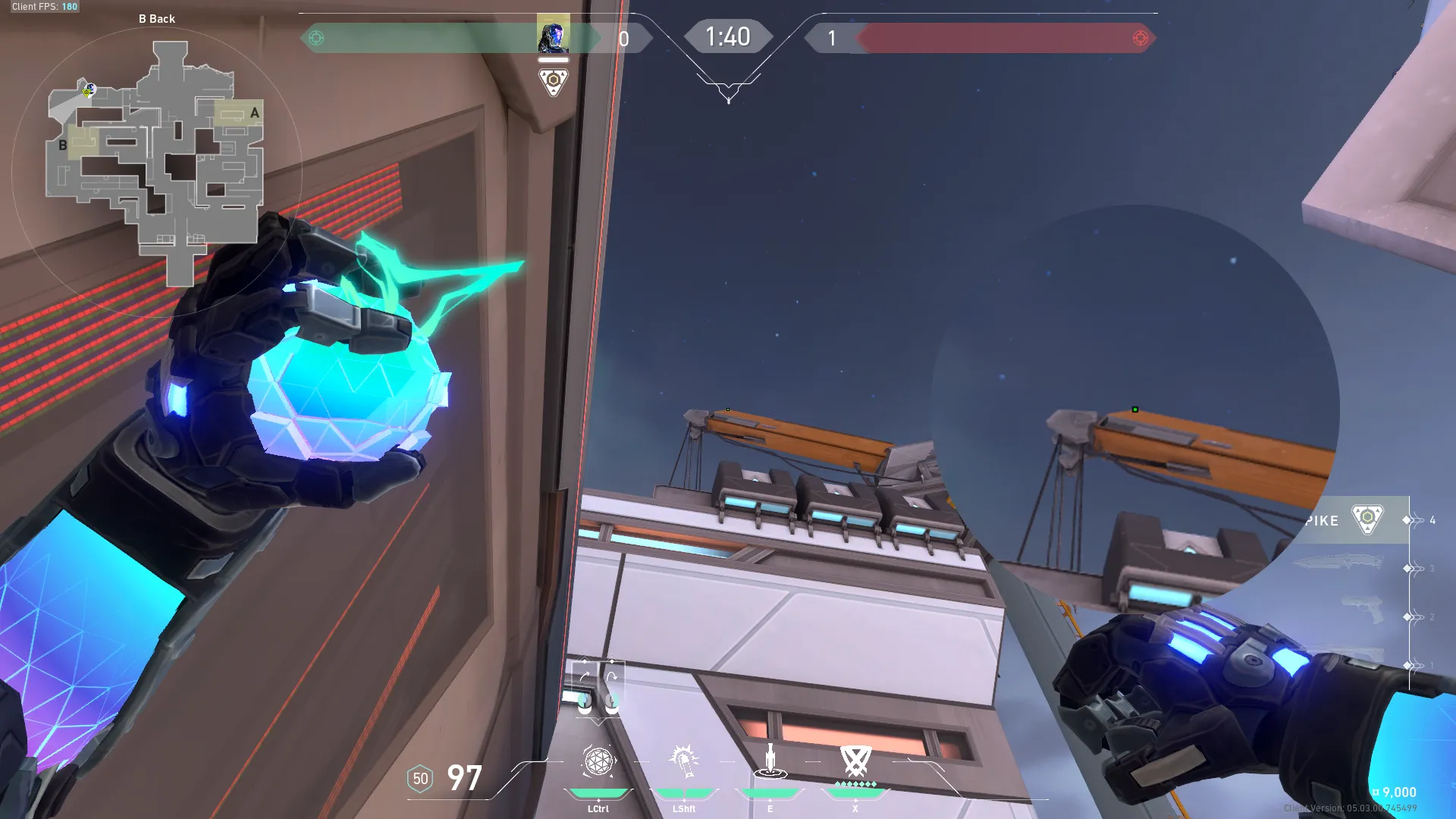 KAY/O Frag_Ment on Icebox Defense Site B — step 2 of 3: Aim — line up the shot
