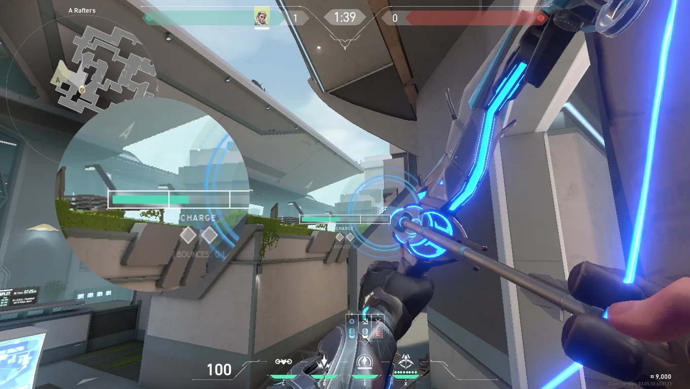Sova Recon Bolt on Split Defense Site A — step 2 of 3: Aim — line up the shot