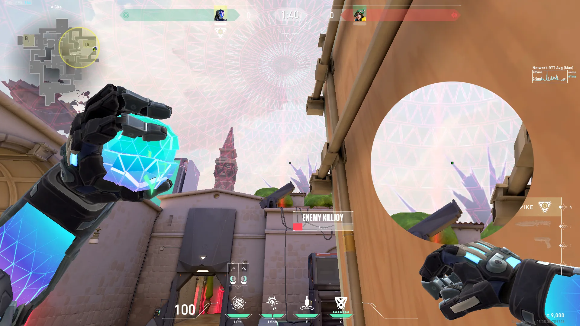 KAY/O Frag_Ment on Ascent Defense Site A — step 2 of 3: Aim — line up the shot