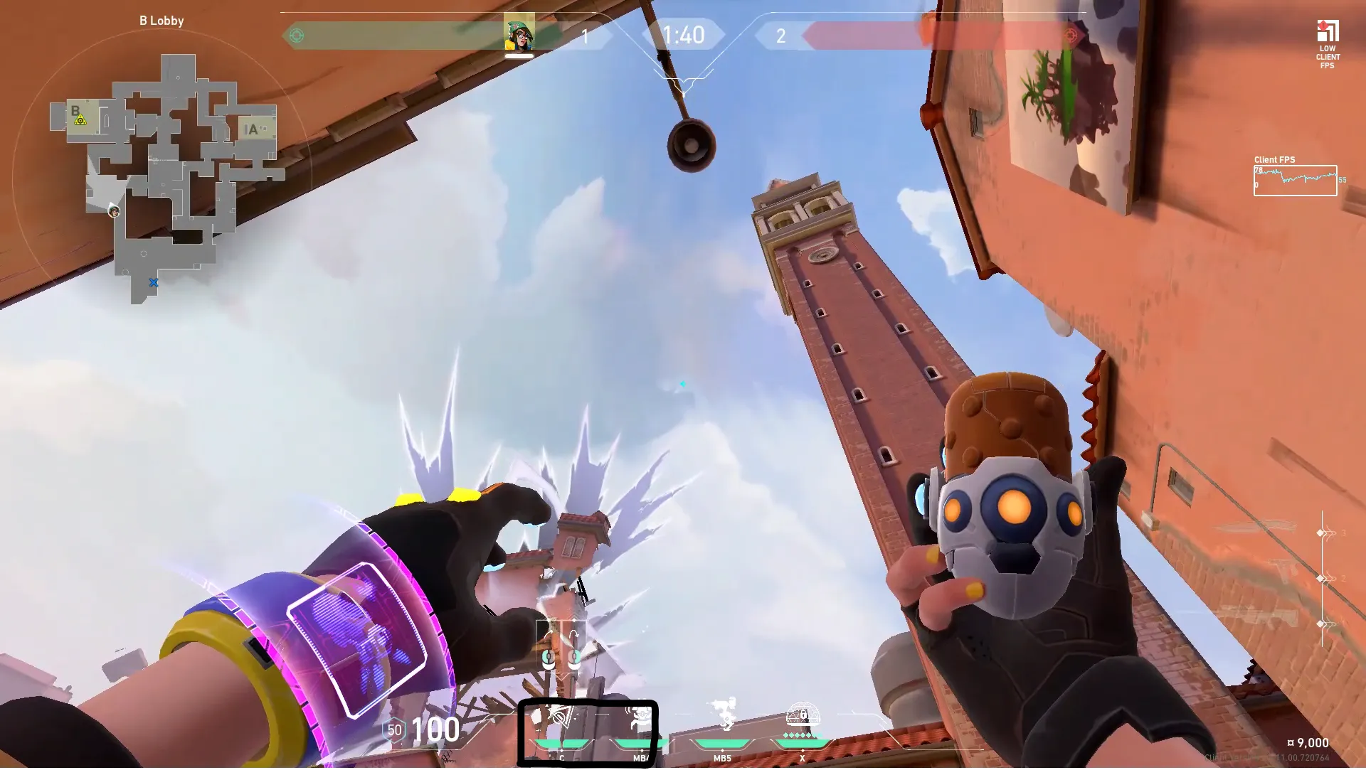 Killjoy Nanoswarm on Ascent Attack Site B — step 2 of 4: Aim — line up the shot