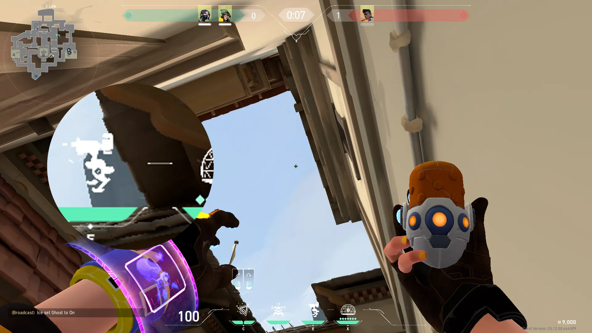 Killjoy Nanoswarm on Haven Defense Site C — step 2 of 3: Aim — line up the shot