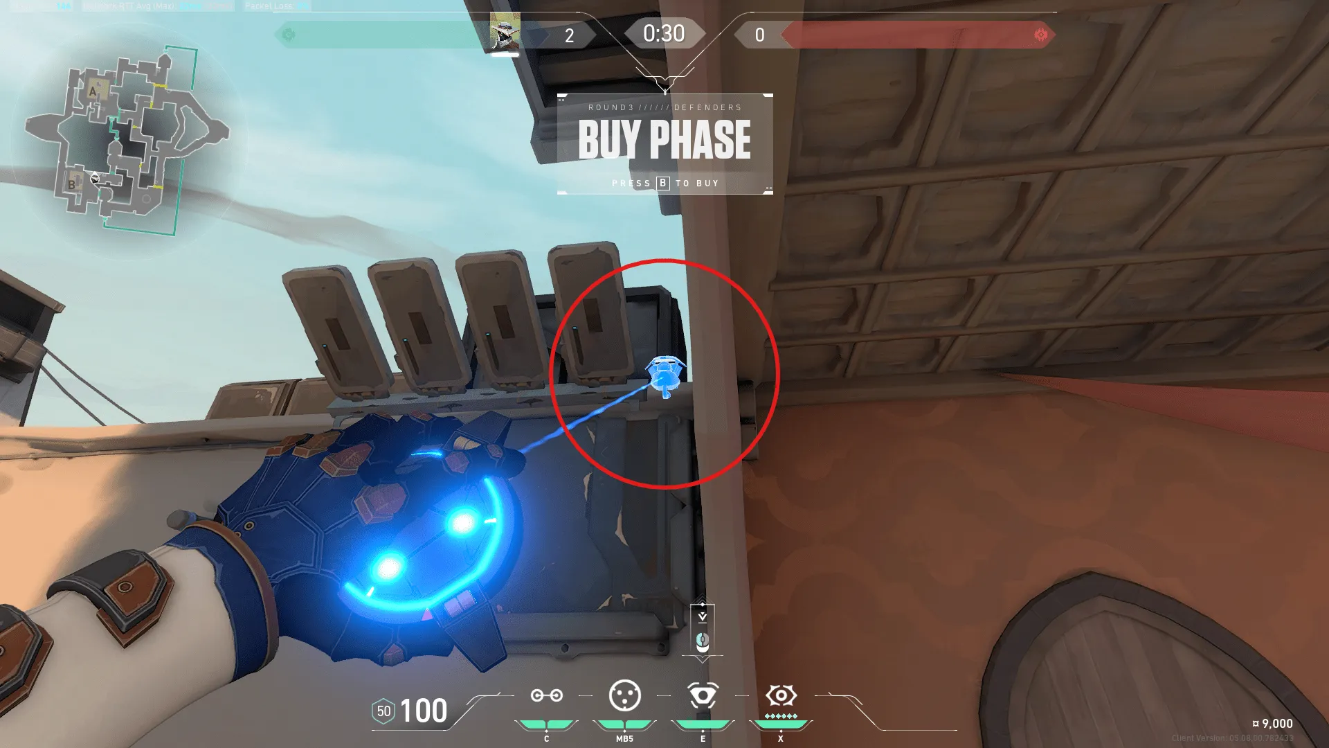 Cypher Spycam on Bind Defense Site B — step 3 of 5: Aim — line up the shot