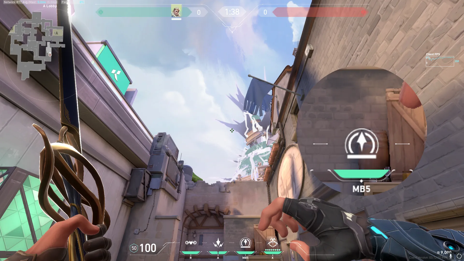Sova Recon Bolt on Ascent Attack Site A — step 2 of 3: Aim — line up the shot