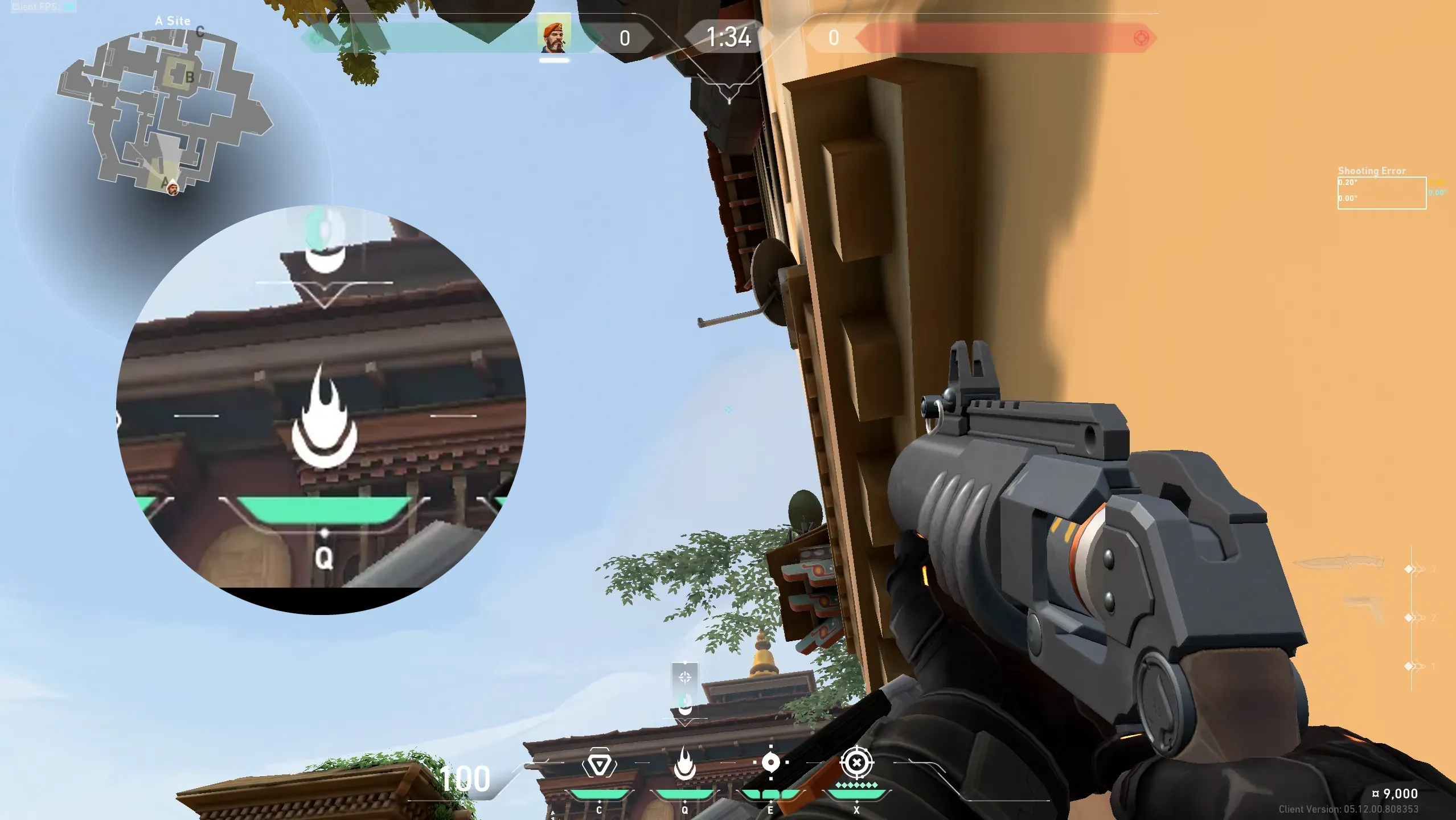 Brimstone Incendiary on Haven Defense Site B — step 2 of 3: Aim — line up the shot