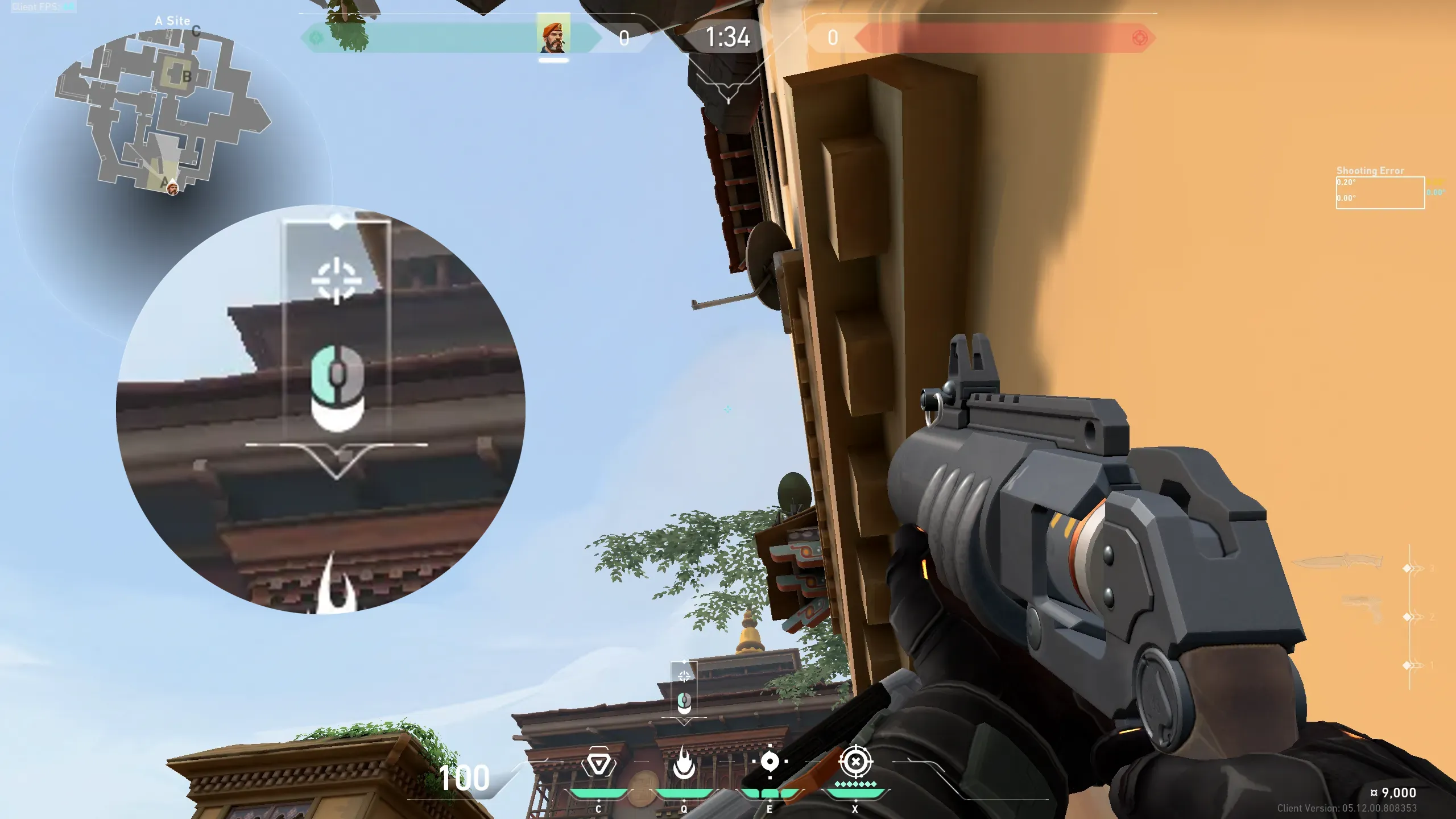 Brimstone Incendiary on Haven Defense Site B — step 2 of 3: Aim — line up the shot