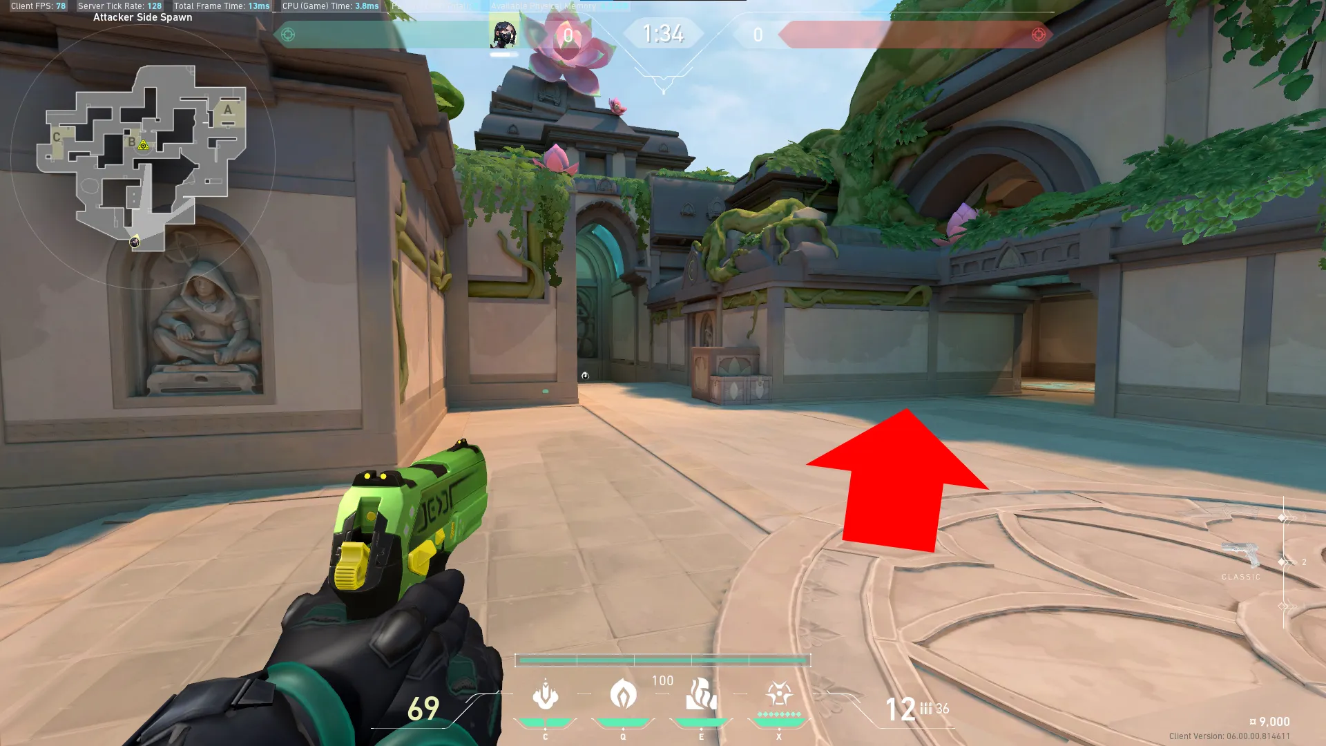 Attacker Side Spawn to B Site Viper Snakebite — Viper lineup on Lotus