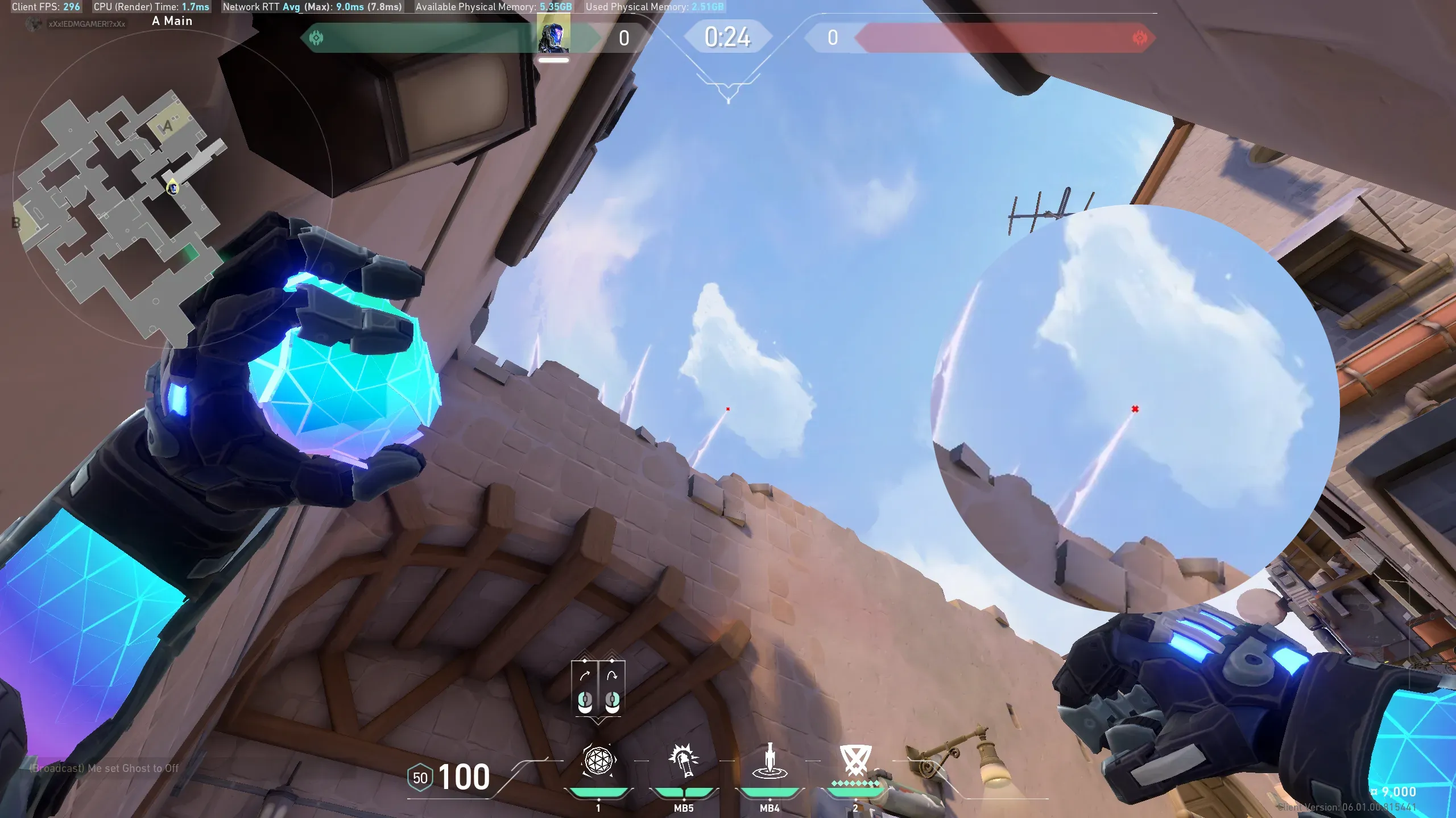 KAY/O Frag_Ment on Ascent Defense Site A — step 2 of 3: Aim — line up the shot