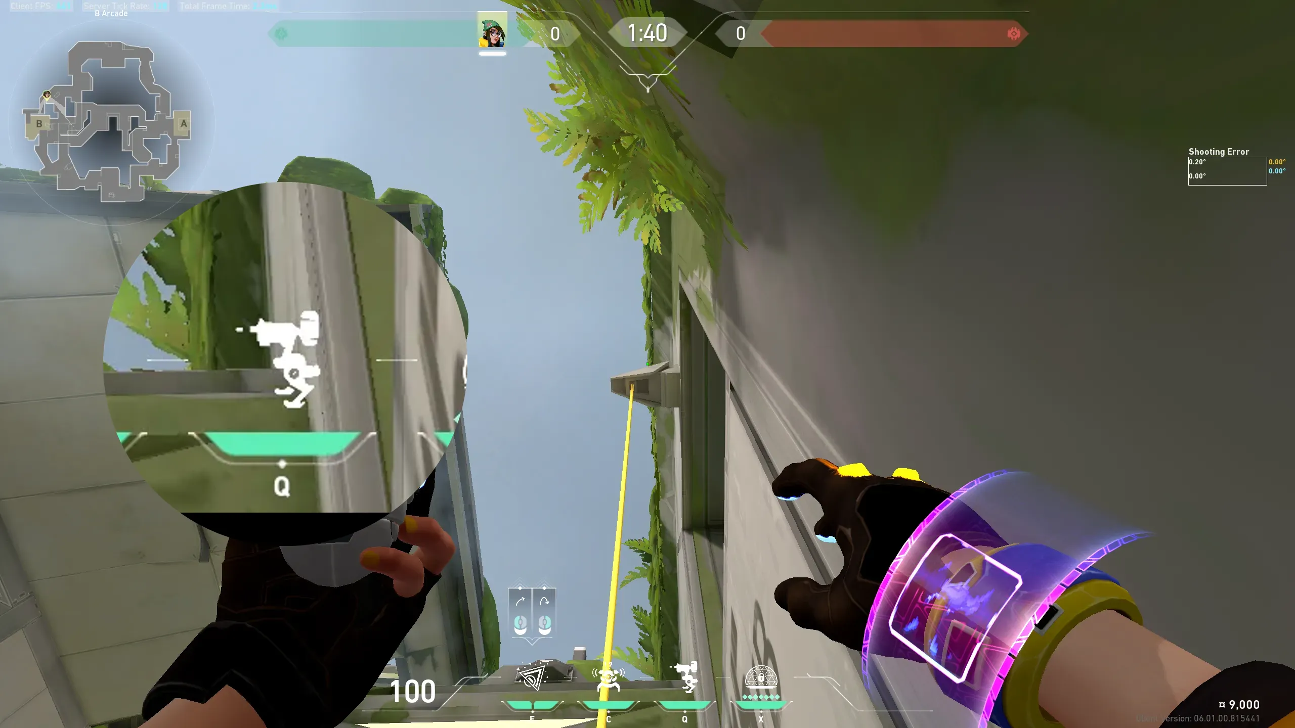 Killjoy Nanoswarm on Fracture Defense Site B — step 2 of 3: Aim — line up the shot