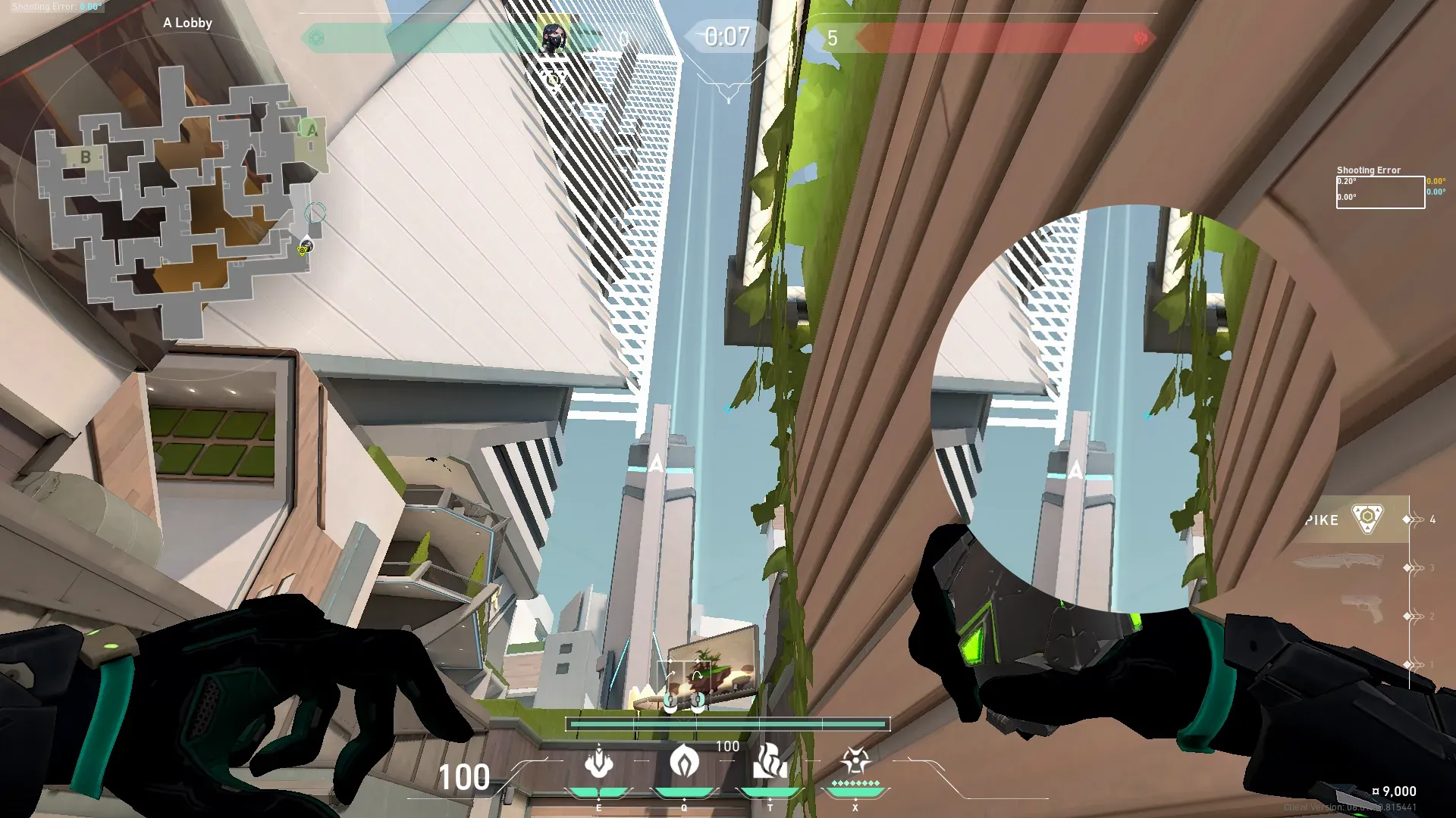 Killjoy Nanoswarm on Split Defense Site A — step 2 of 3: Aim — line up the shot