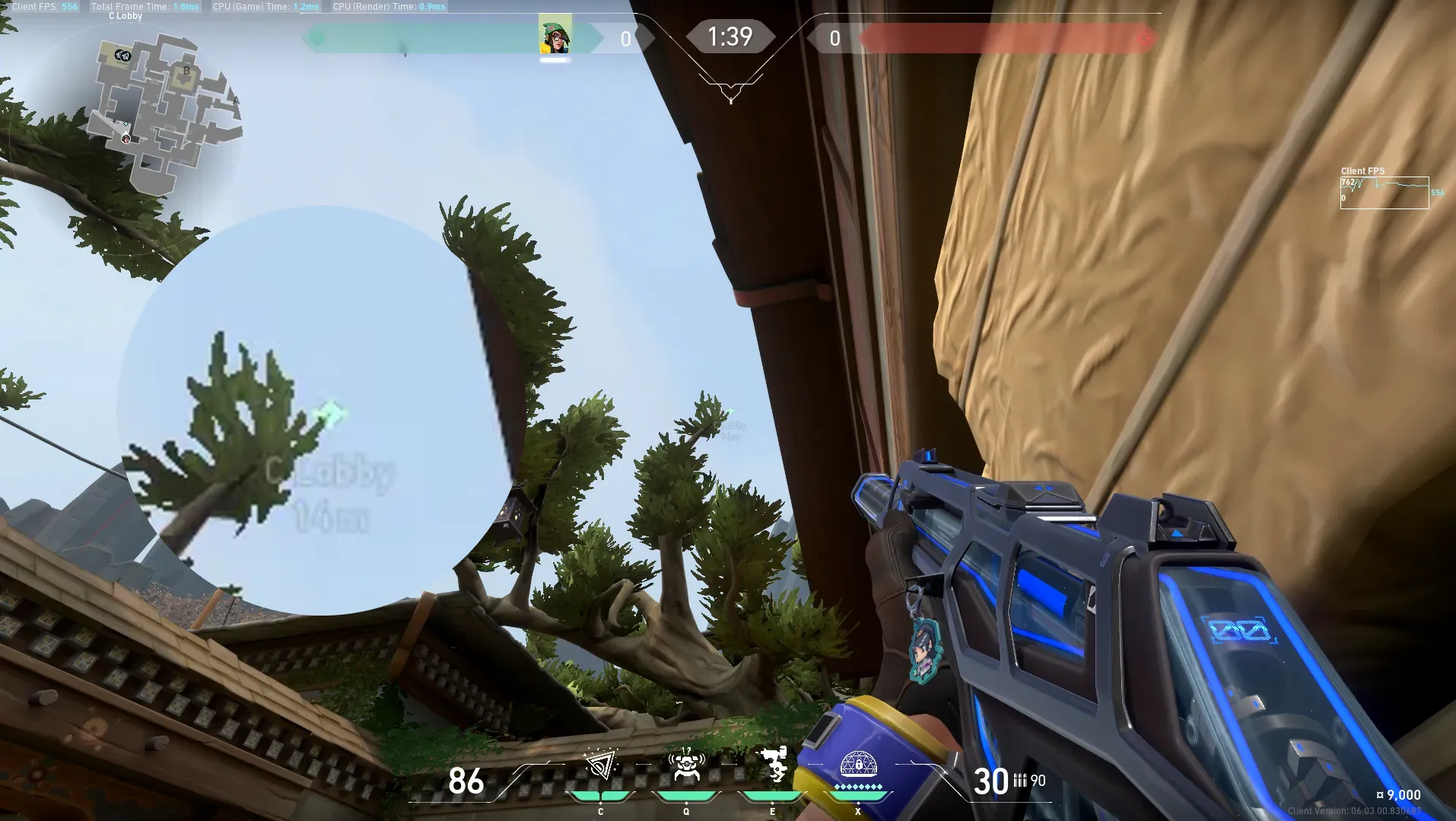 Killjoy Nanoswarm on Haven Defense Site C — step 2 of 4: Aim — line up the shot