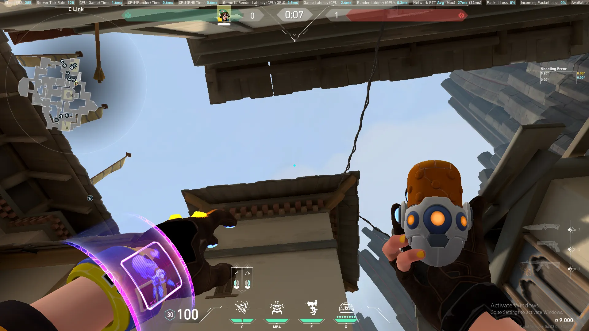 Killjoy Nanoswarm on Haven Defense Site C — step 2 of 3: Aim — line up the shot