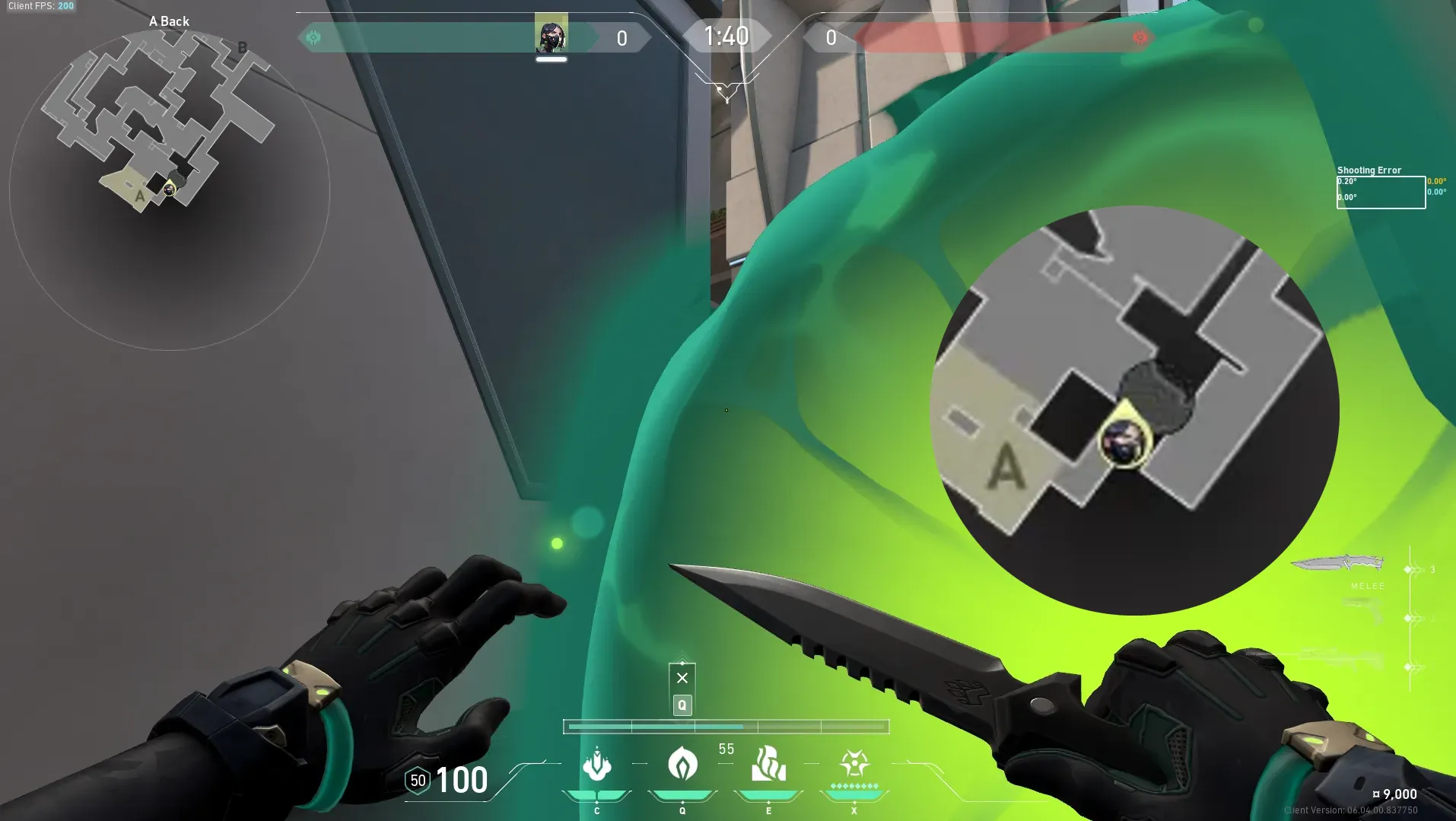 Viper Poison Cloud on Split Attack Site A — step 3 of 4: Aim — line up the shot