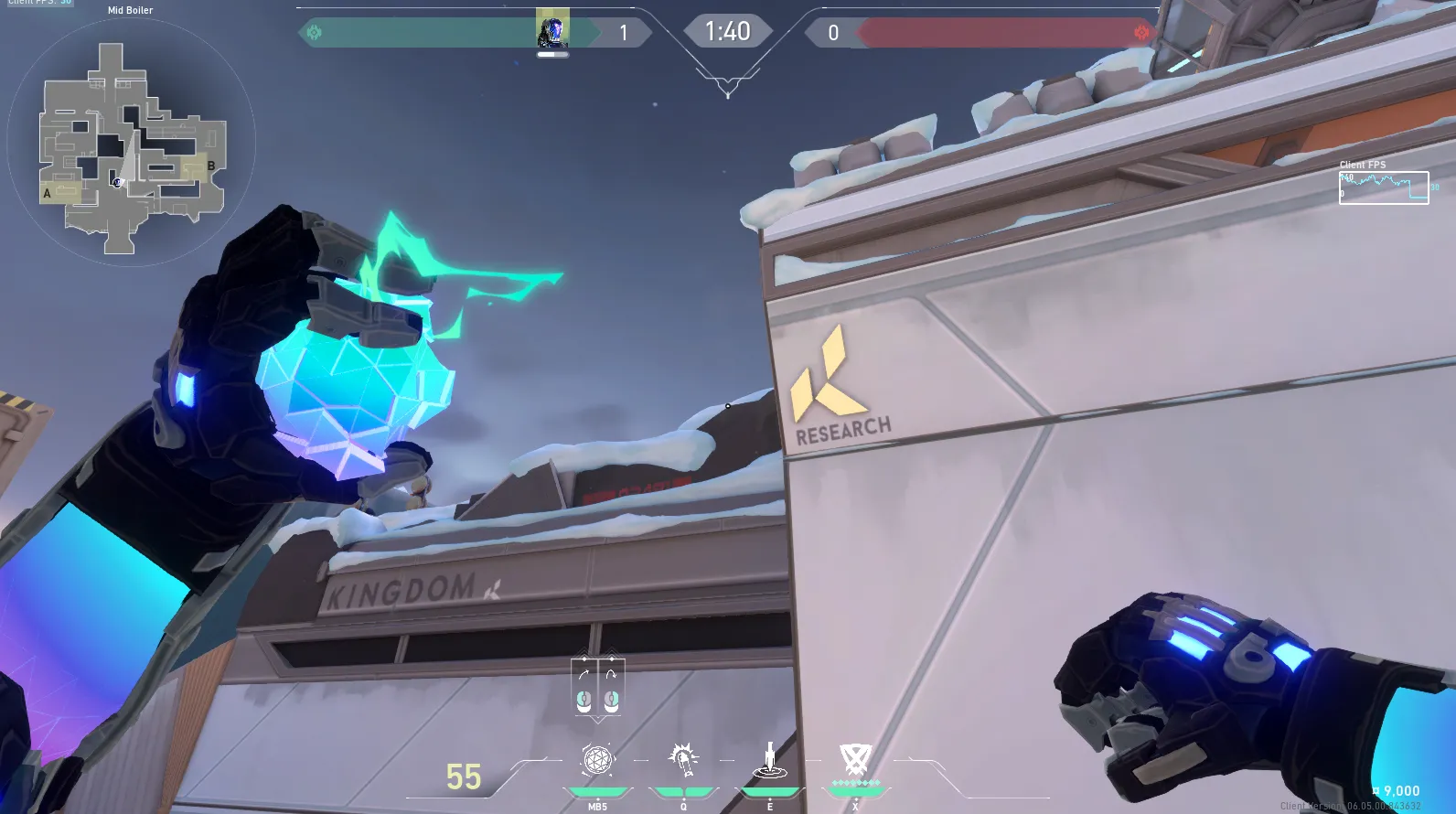 KAY/O Frag_Ment on Icebox Defense Site B — step 2 of 3: Aim — line up the shot
