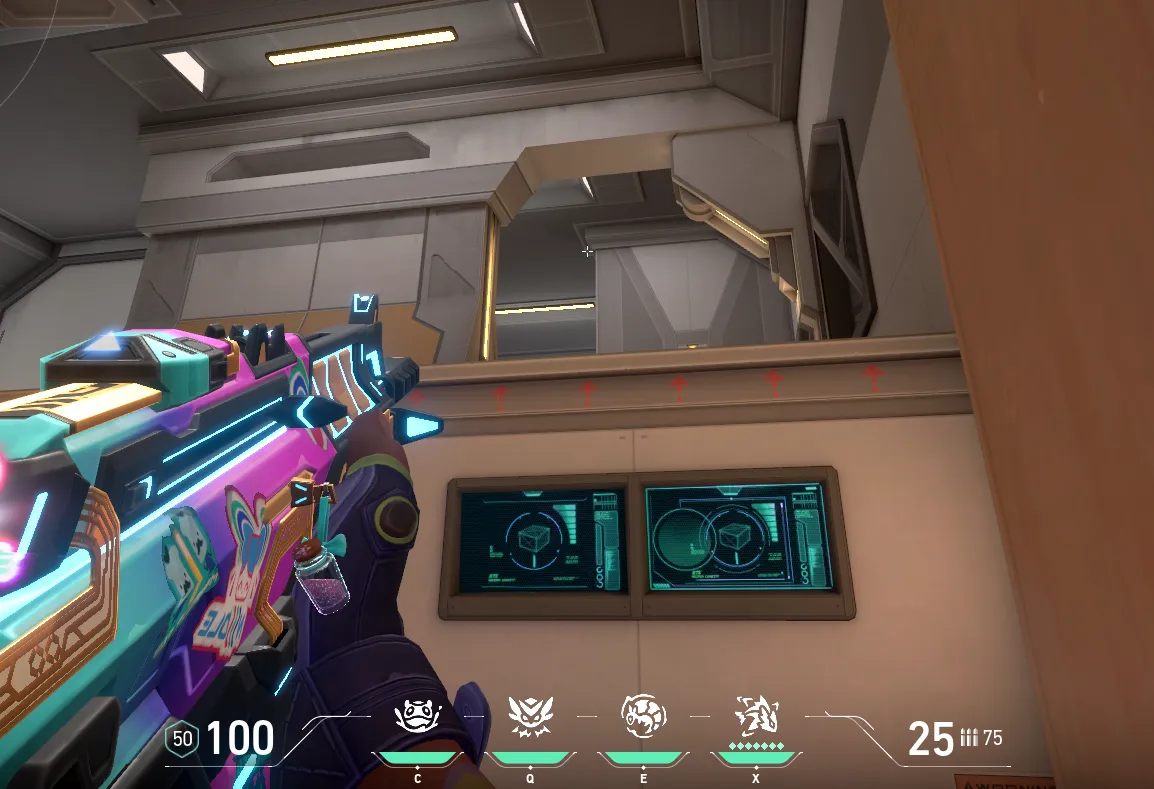 Gekko Mosh Pit on Icebox Attack Site A — step 2 of 3: Aim — line up the shot