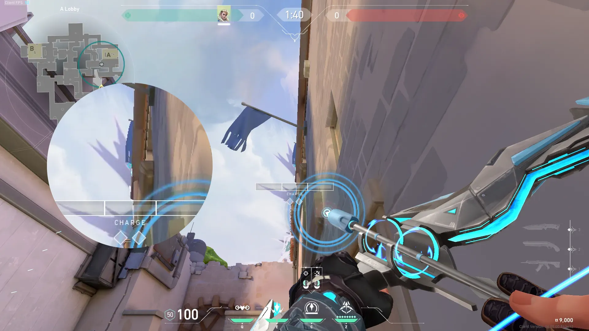 Sova Recon Bolt on Ascent Attack Site A — step 2 of 3: Aim — line up the shot