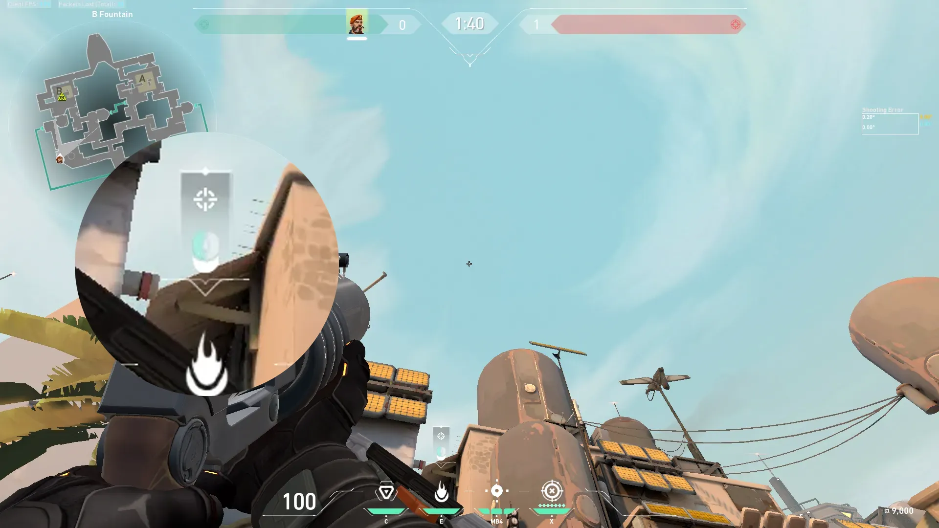 Brimstone Incendiary on Bind Attack Site B — step 2 of 3: Aim — line up the shot