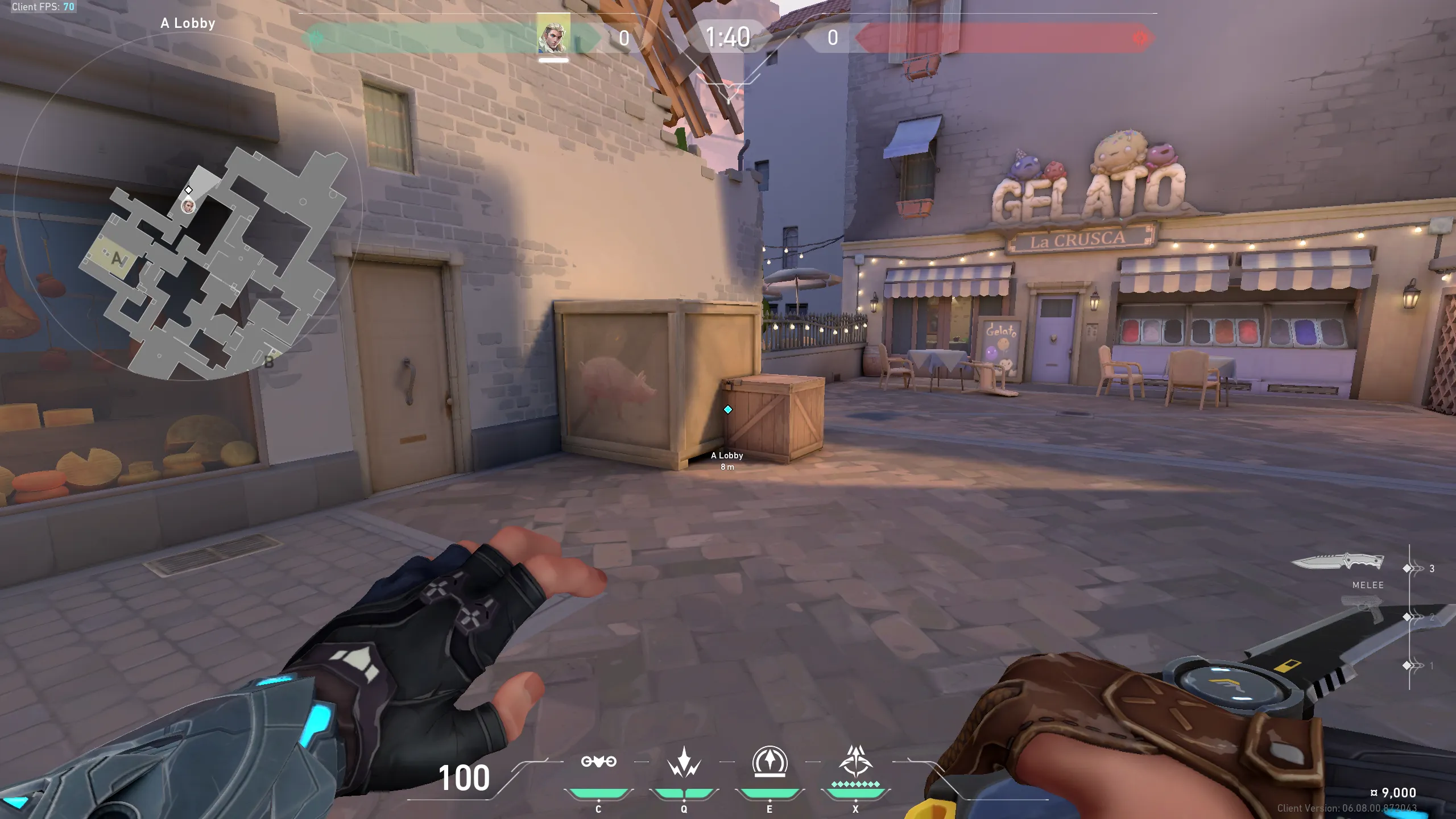 Fake/support B Cross-map (god) Arrow — Sova lineup on Ascent