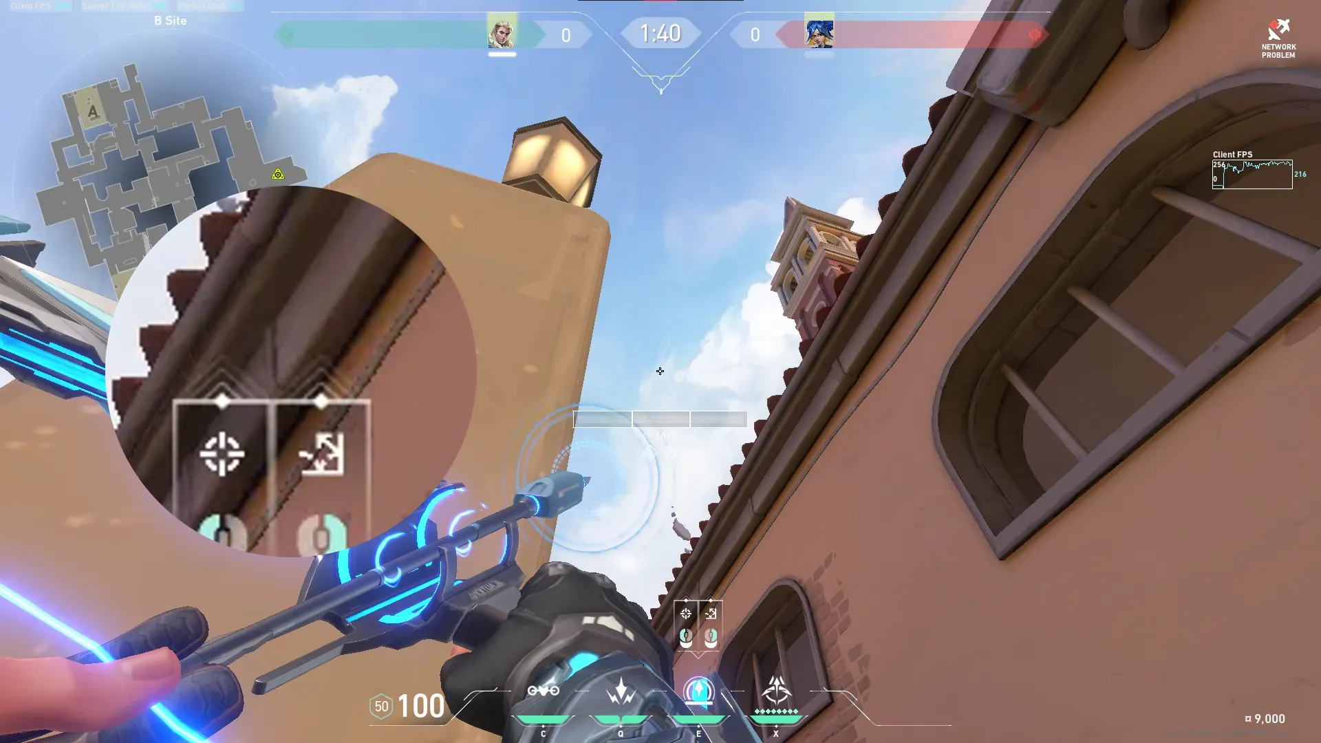Sova Recon Bolt on Ascent Defense Site A — step 3 of 4: Aim — line up the shot