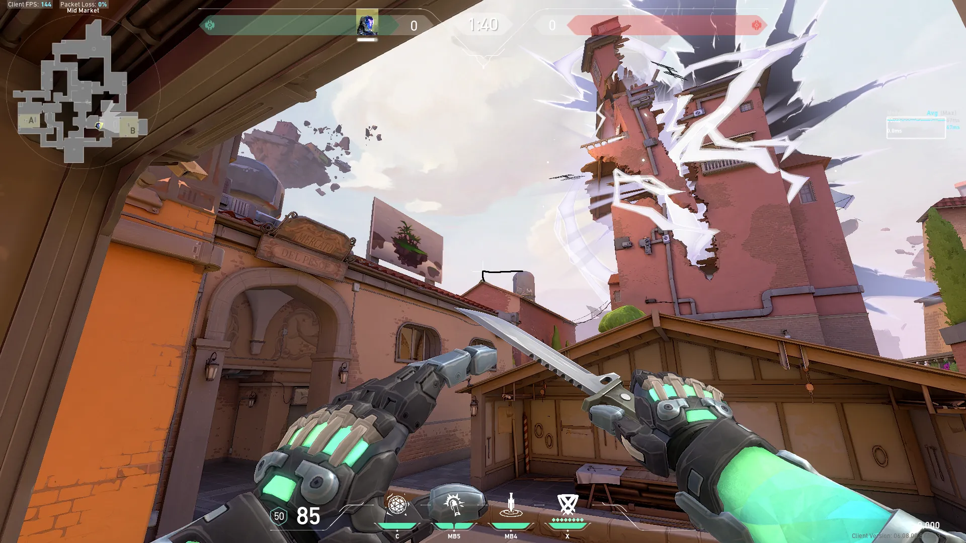 KAY/O Flash_Drive on Ascent Defense Site B — step 2 of 3: Aim — line up the shot