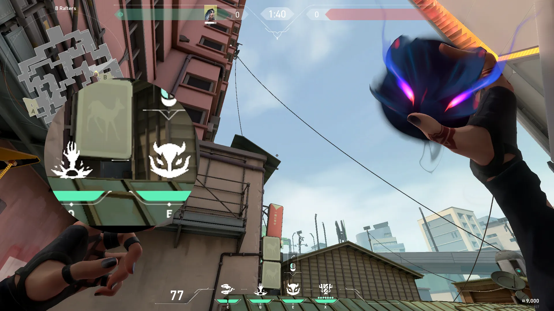 Fade Haunt on Split Defense Site B — step 3 of 4: Aim — line up the shot