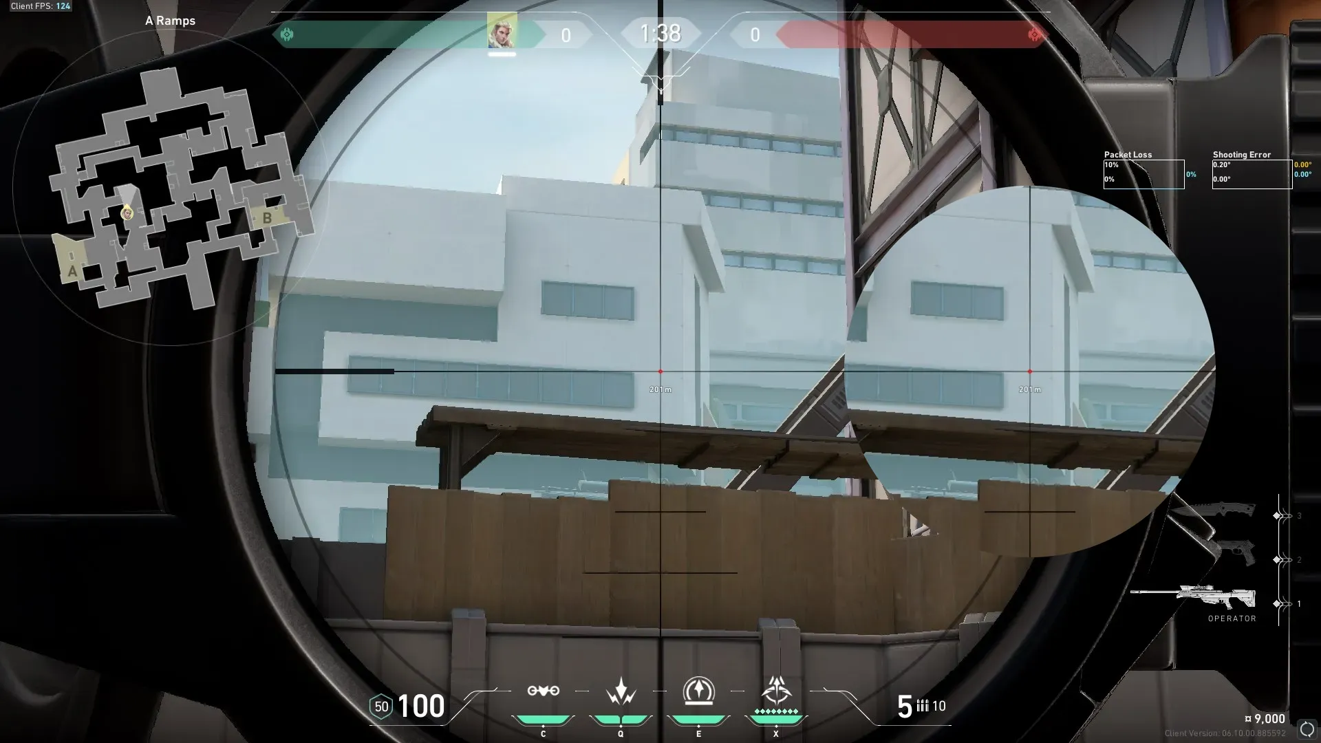 Sova Recon Bolt on Split Attack Site B — step 2 of 4: Aim — line up the shot