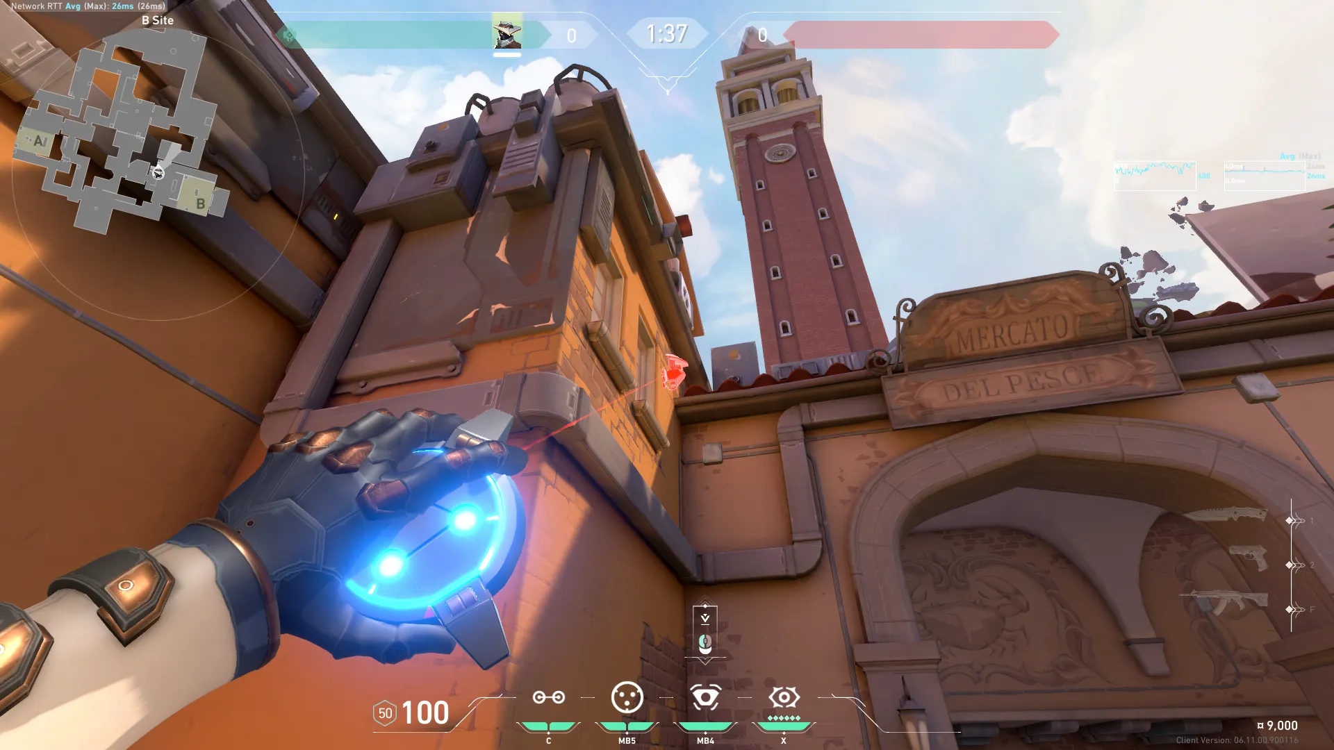 Cypher Trapwire on Ascent Defense Site B — step 3 of 10: Aim — line up the shot