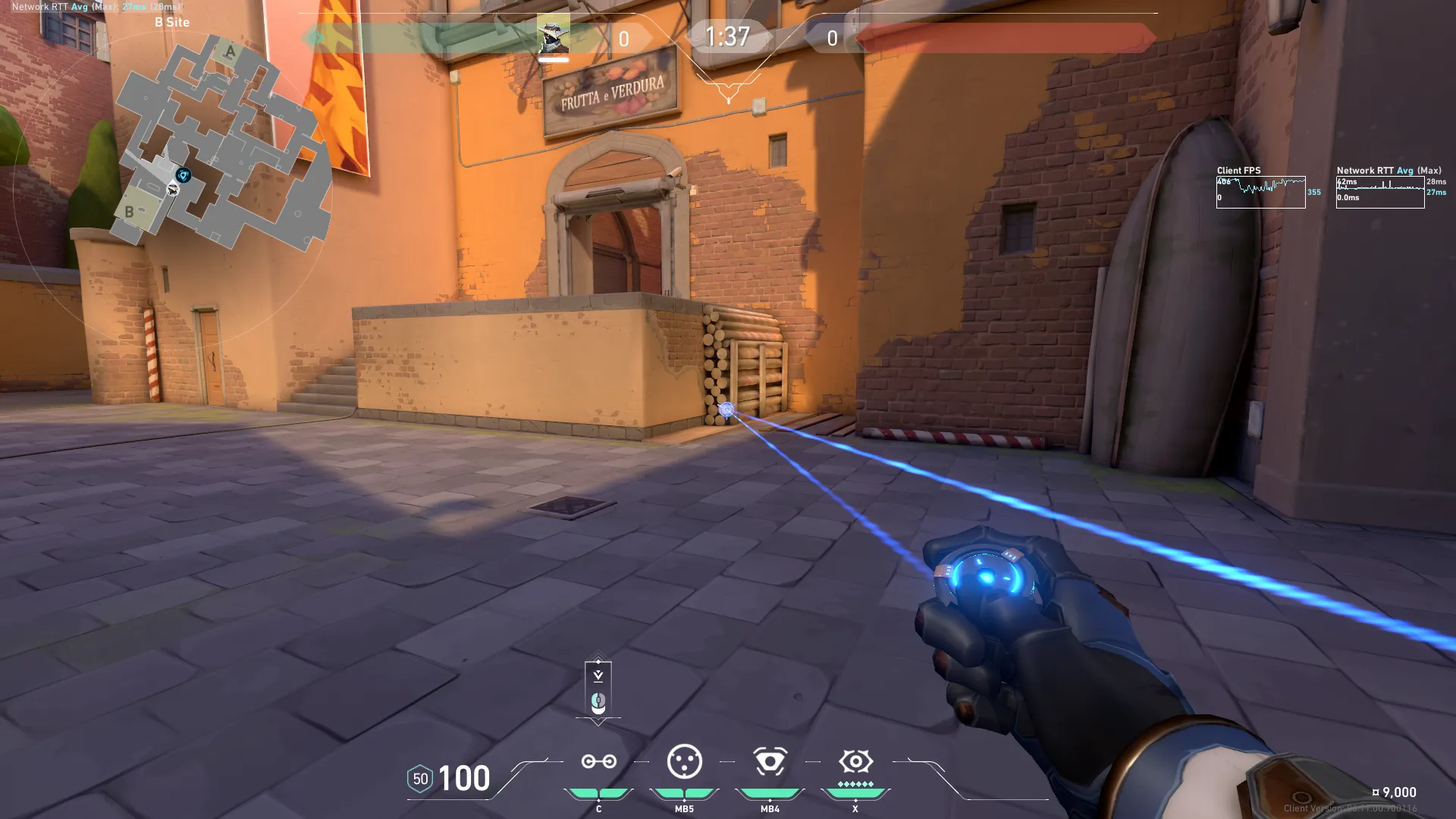 Cypher Trapwire on Ascent Defense Site B — step 4 of 10: Aim — line up the shot