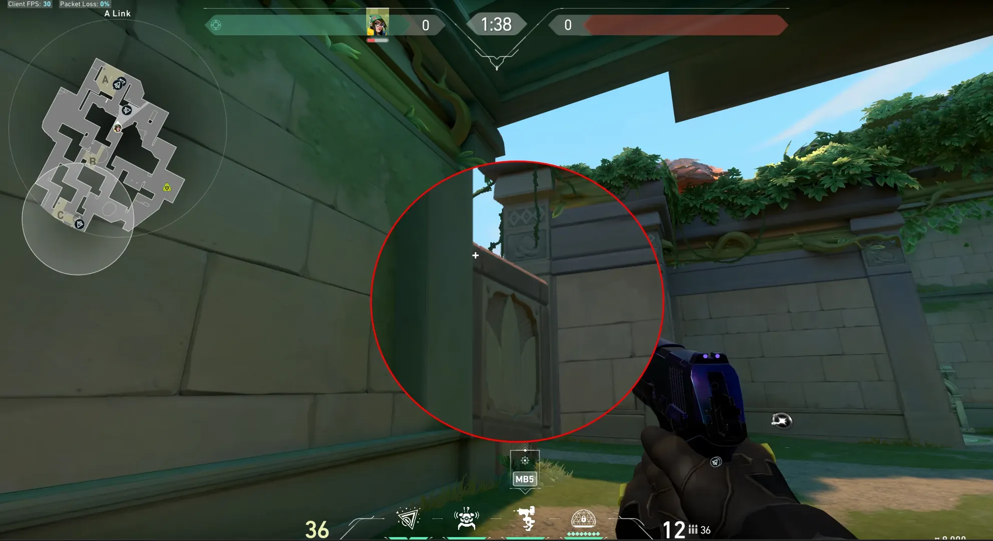 Killjoy Nanoswarm on Lotus Attack Site A — step 2 of 3: Aim — line up the shot