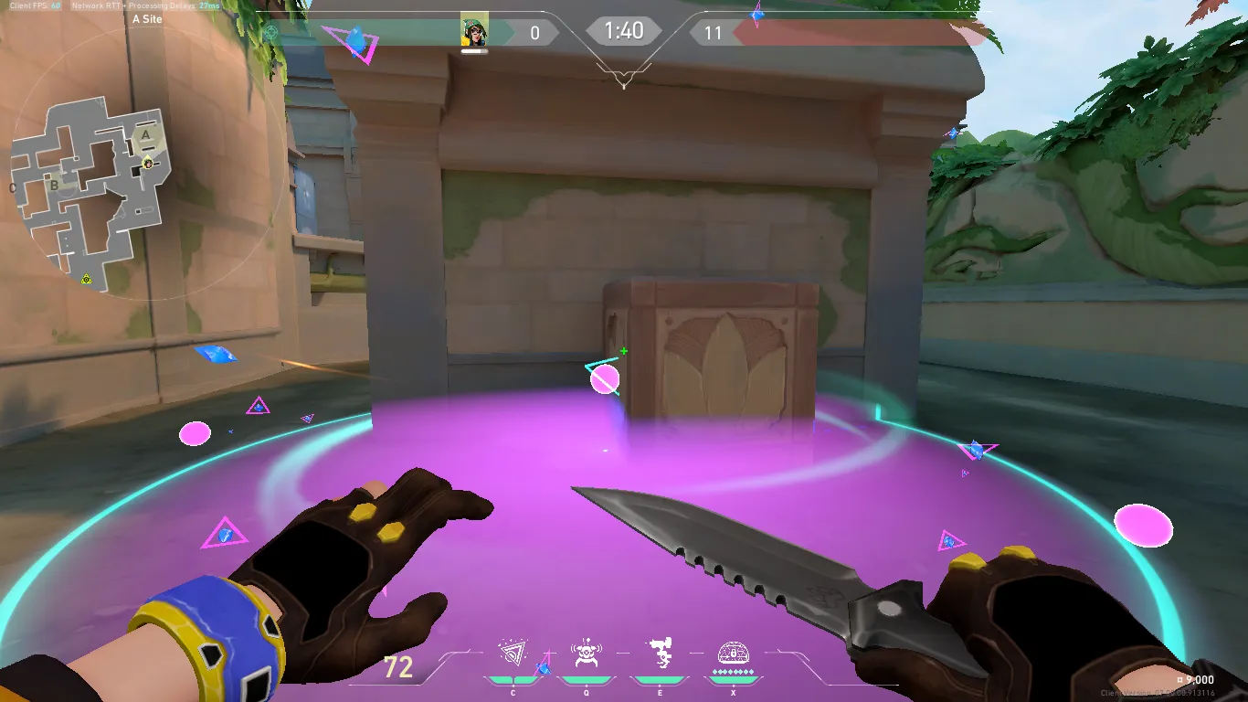 Killjoy Nanoswarm on Lotus Attack Site A — step 3 of 5: Aim — line up the shot