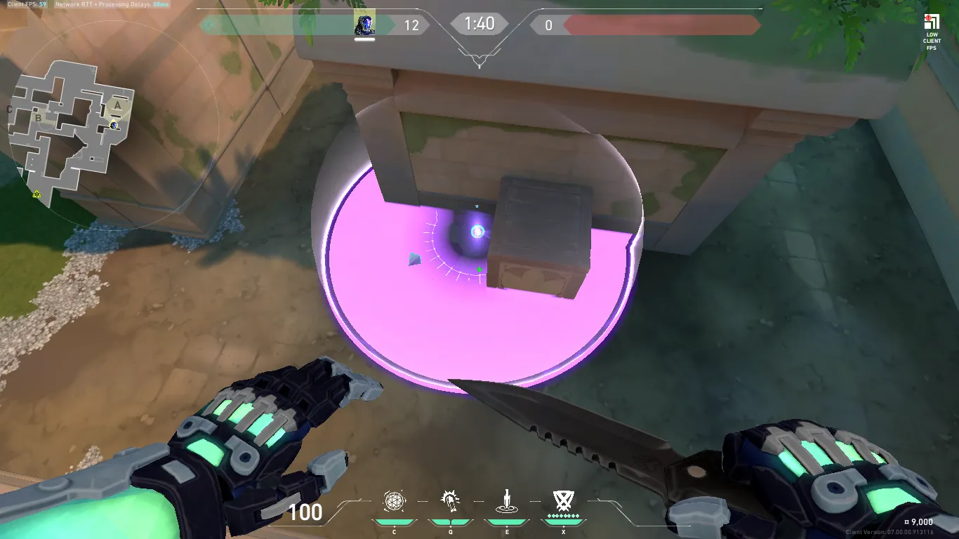 Killjoy Nanoswarm on Lotus Attack Site A — step 4 of 5: Aim — line up the shot