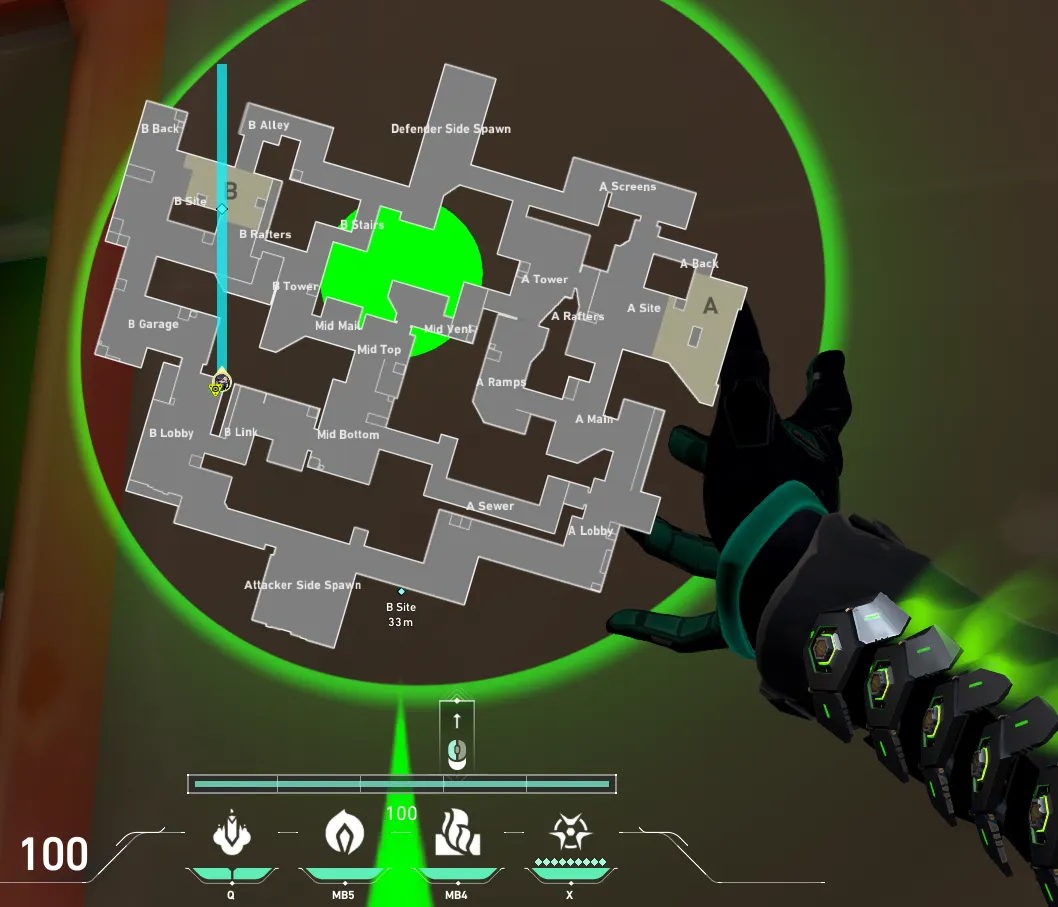 Viper Toxic Screen on Split Attack Site B — step 2 of 3: Aim — line up the shot
