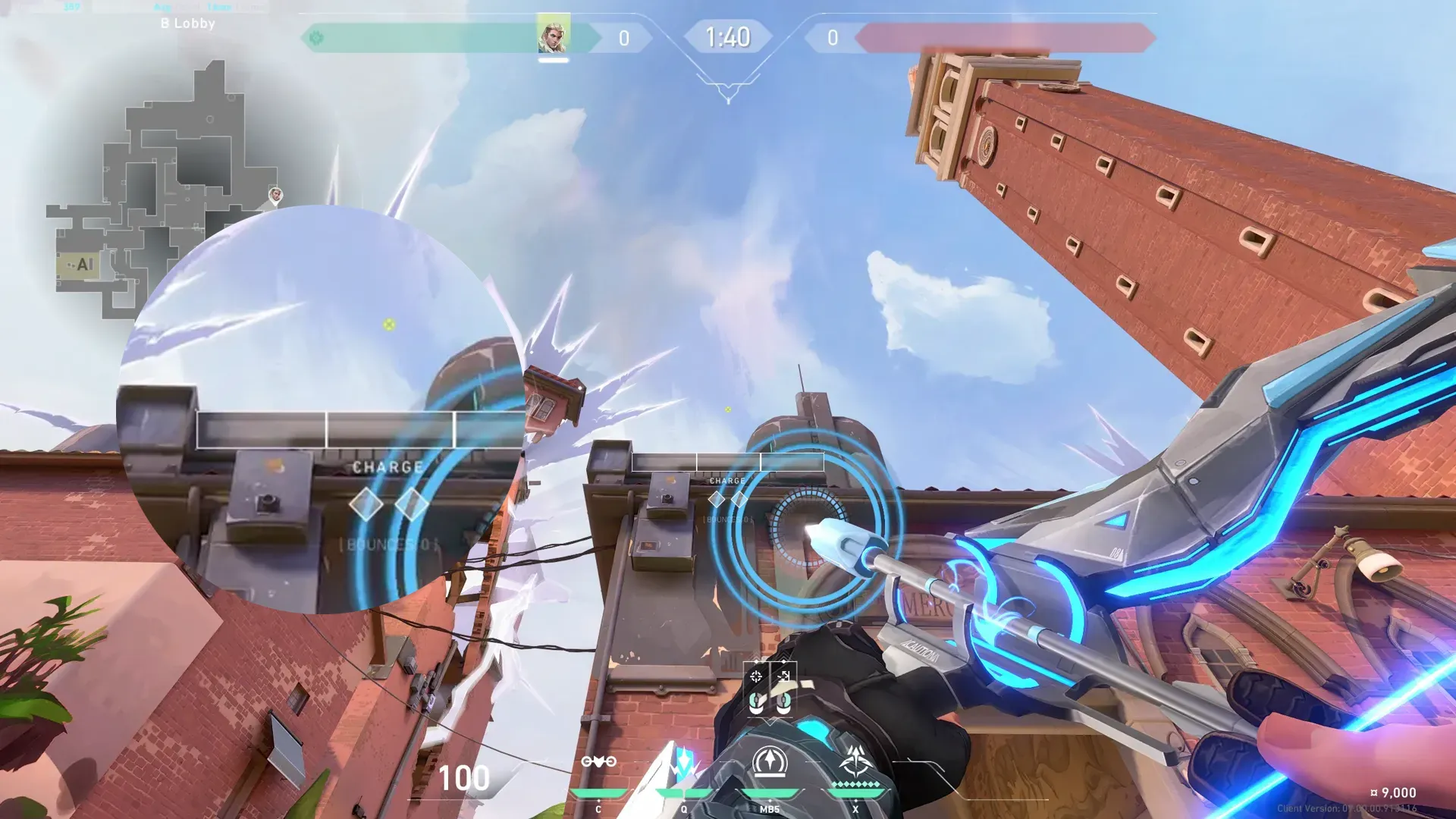 Sova Recon Bolt on Ascent Attack Site B — step 2 of 3: Aim — line up the shot