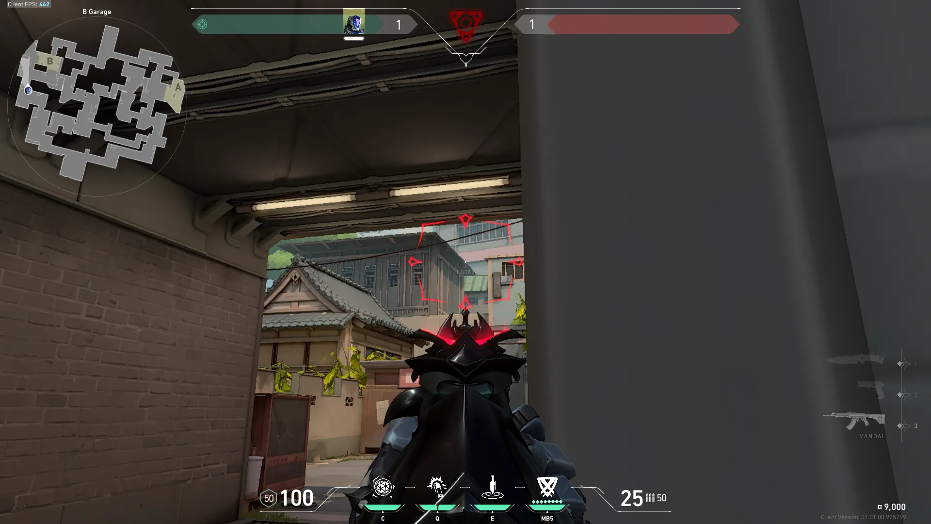 KAY/O Flash_Drive on Split Attack Site B — step 2 of 3: Aim — line up the shot