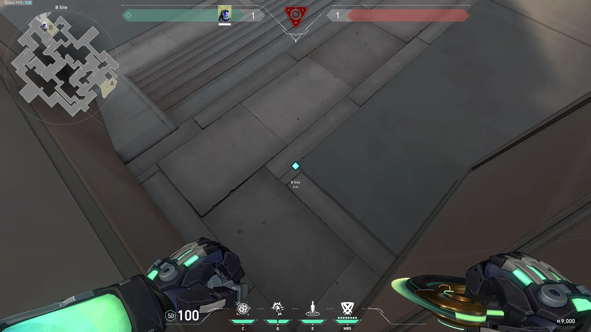 KAY/O Flash_Drive on Split Defense Site B — step 2 of 3: Aim — line up the shot