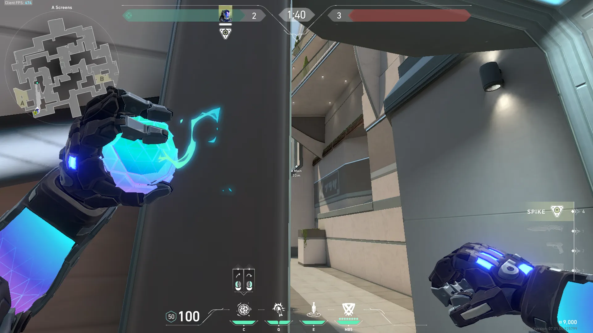 KAY/O Frag_Ment on Split Defense Site A — step 2 of 3: Aim — line up the shot