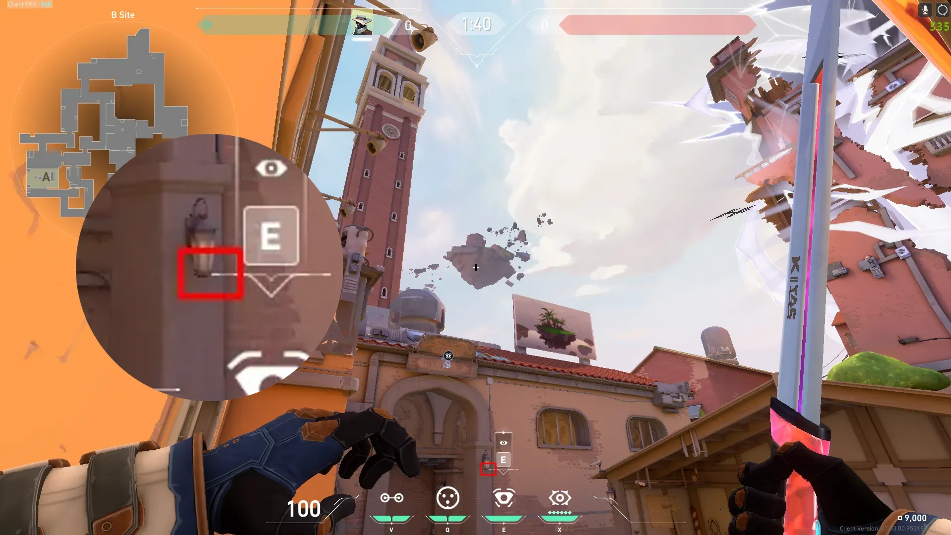 Cypher Cyber Cage on Ascent Defense Site B — step 2 of 3: Aim — line up the shot