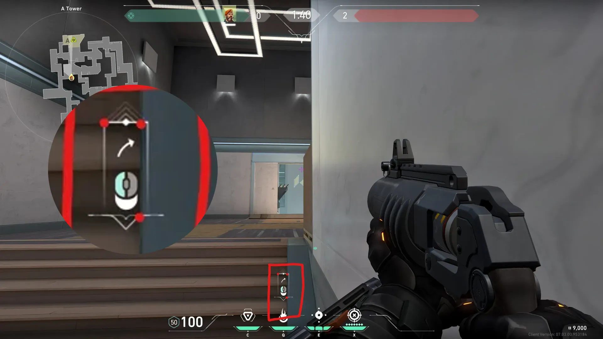 Brimstone Incendiary on Split Defense Site A — step 2 of 3: Aim — line up the shot