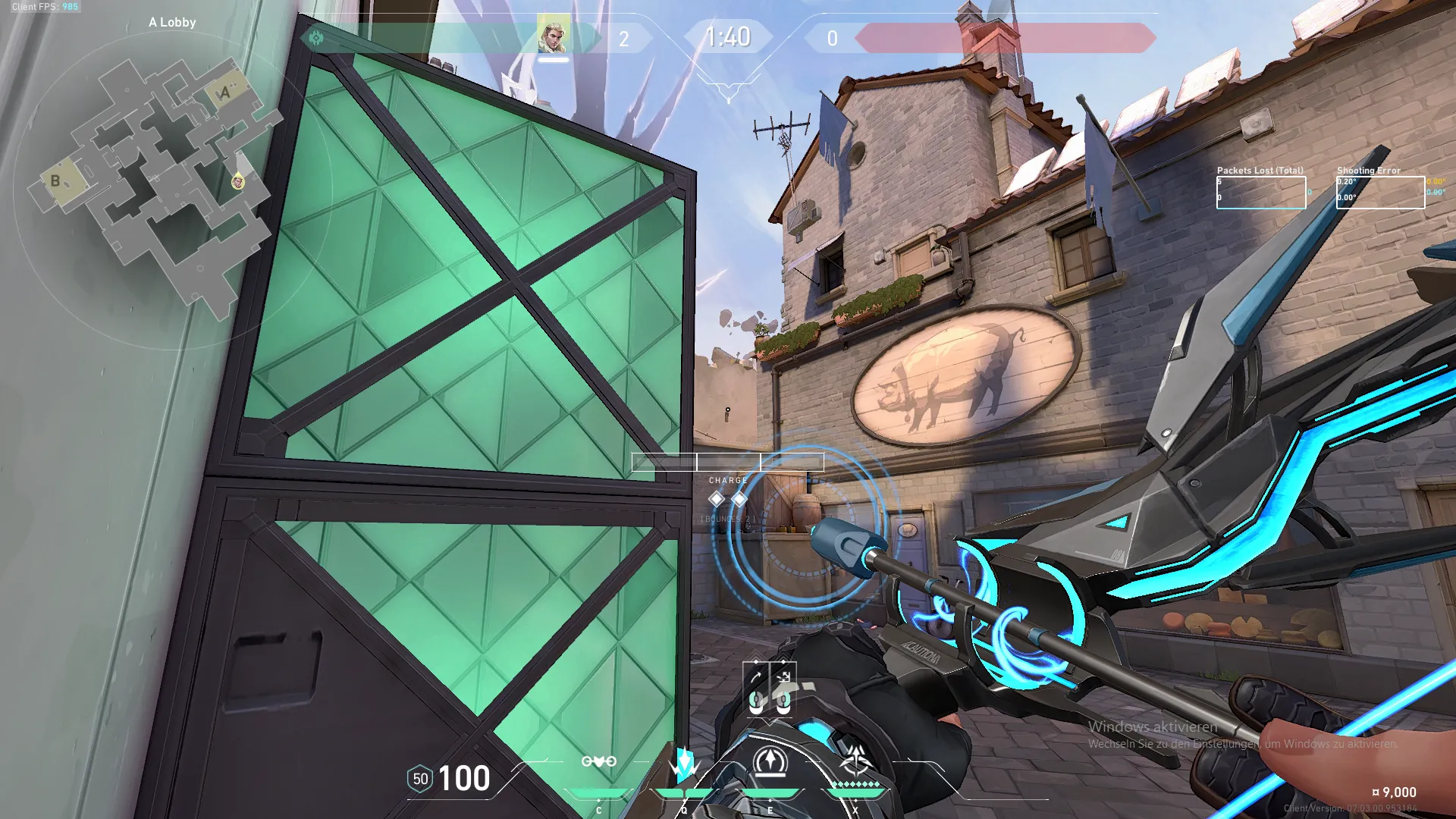 Sova Recon Bolt on Ascent Attack Site A — step 2 of 4: Aim — line up the shot