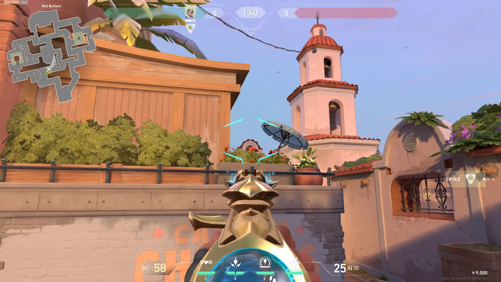 Sova Recon Bolt on Sunset Attack Mid — step 4 of 5: Aim — line up the shot