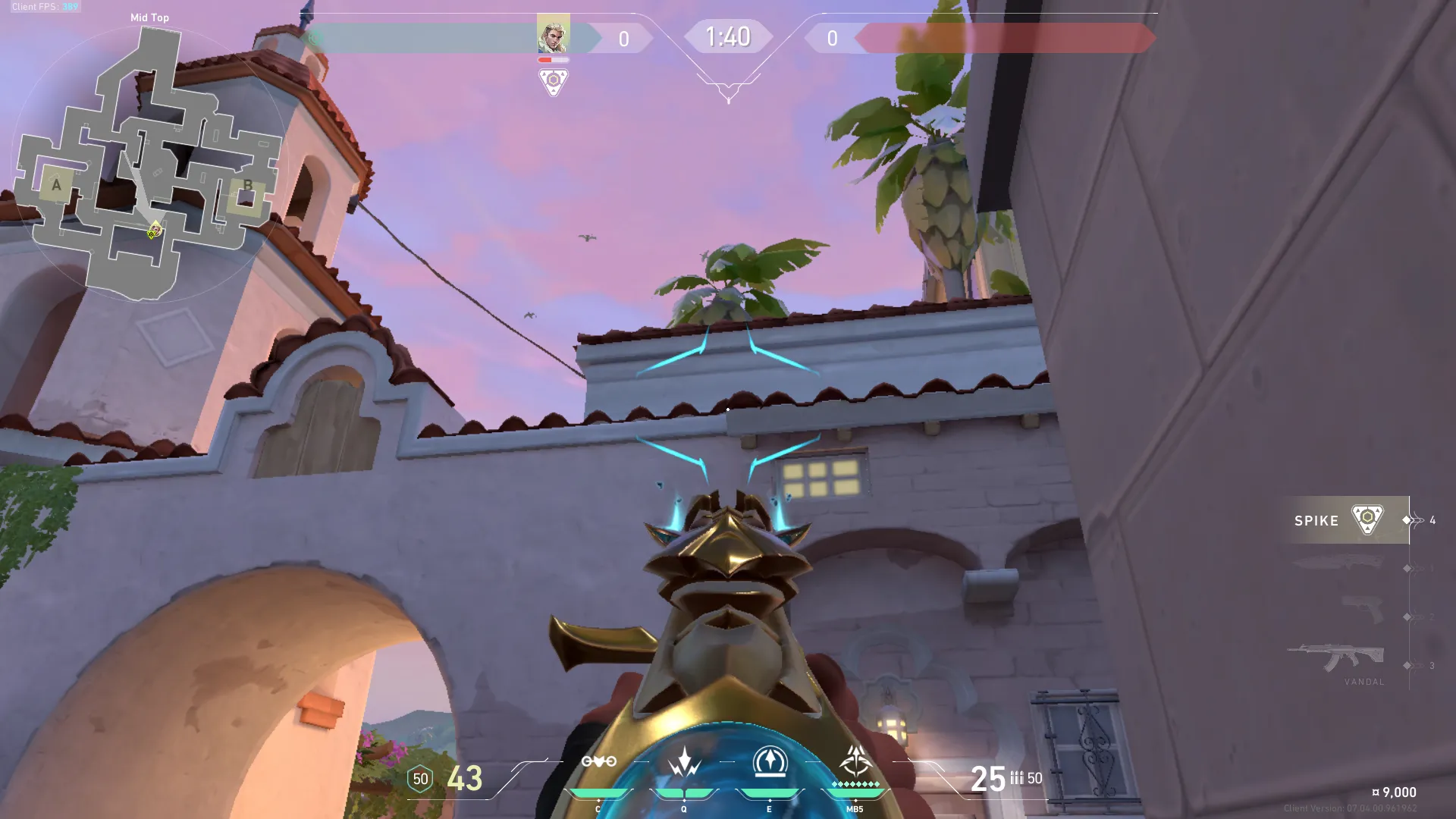 Sova Recon Bolt on Sunset Defense Mid — step 2 of 4: Aim — line up the shot