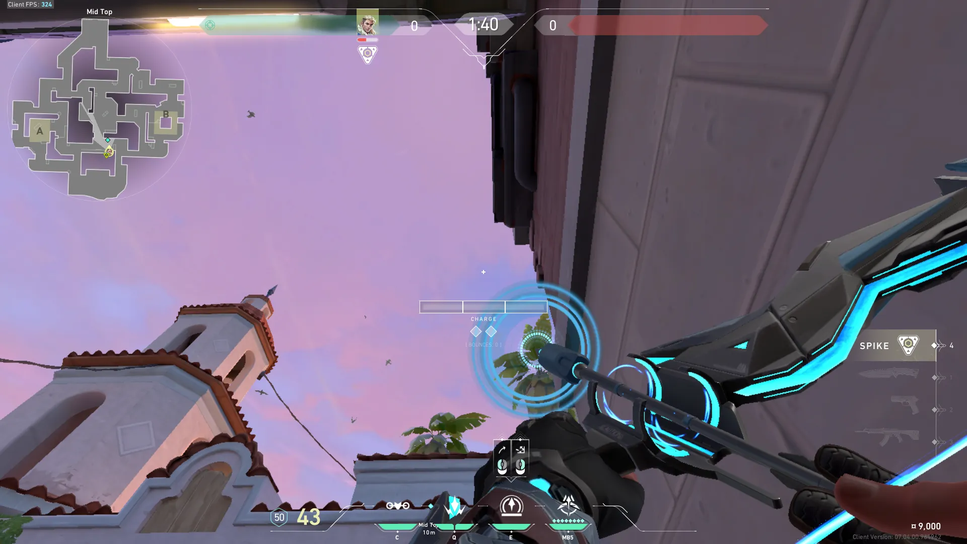 Sova Recon Bolt on Sunset Defense Mid — step 3 of 4: Aim — line up the shot
