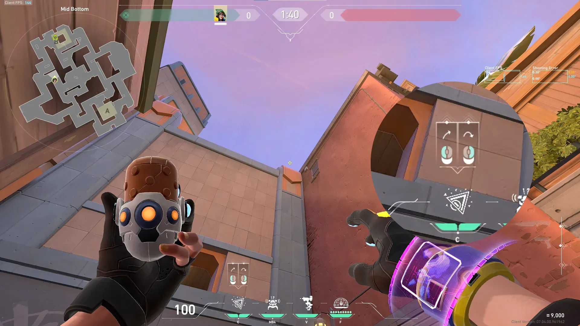 Killjoy Nanoswarm on Sunset Attack Site B — step 2 of 3: Aim — line up the shot