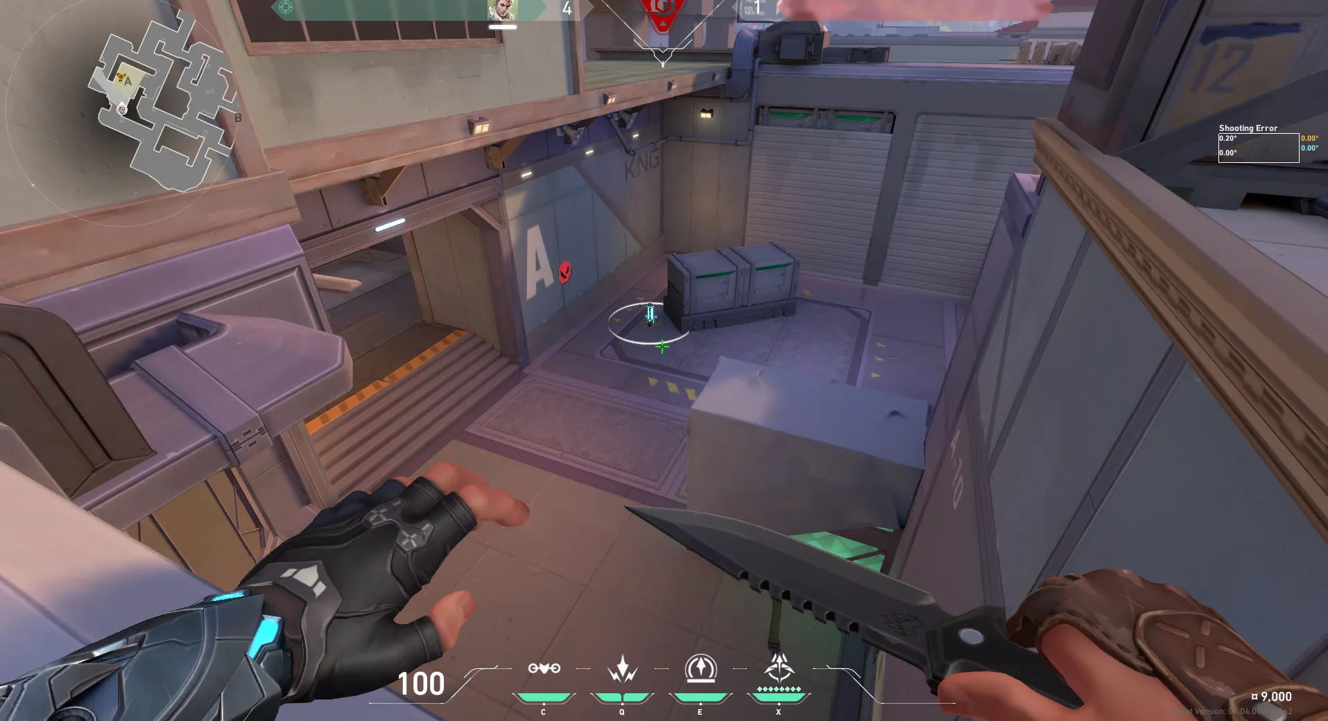 Sova Shock Bolt on Sunset Attack Site A — step 3 of 4: Aim — line up the shot